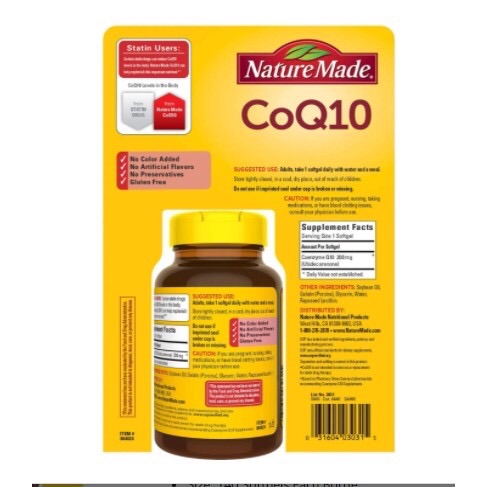 Bổ sung CoQ10 tốt cho tim mạch Nature Made CoQ10 200mg 140 viên