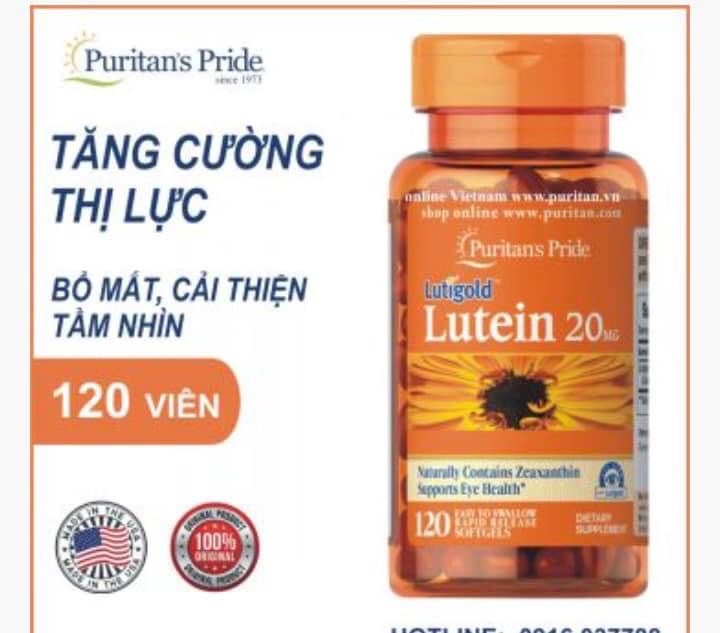 Viên uống sáng mắt Puritan’s Pride Lutein 20mg 60 viên