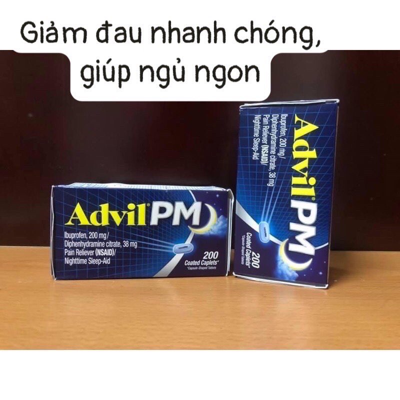 Viên giảm đau và hỗ trợ ngủ ngon Advil PM 200mg 200 viên