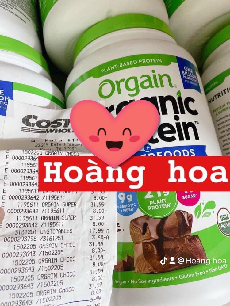 Bột Protein hữu cơ Orgain Organic Protein 50 Superfoods 1.2kg hương Socola