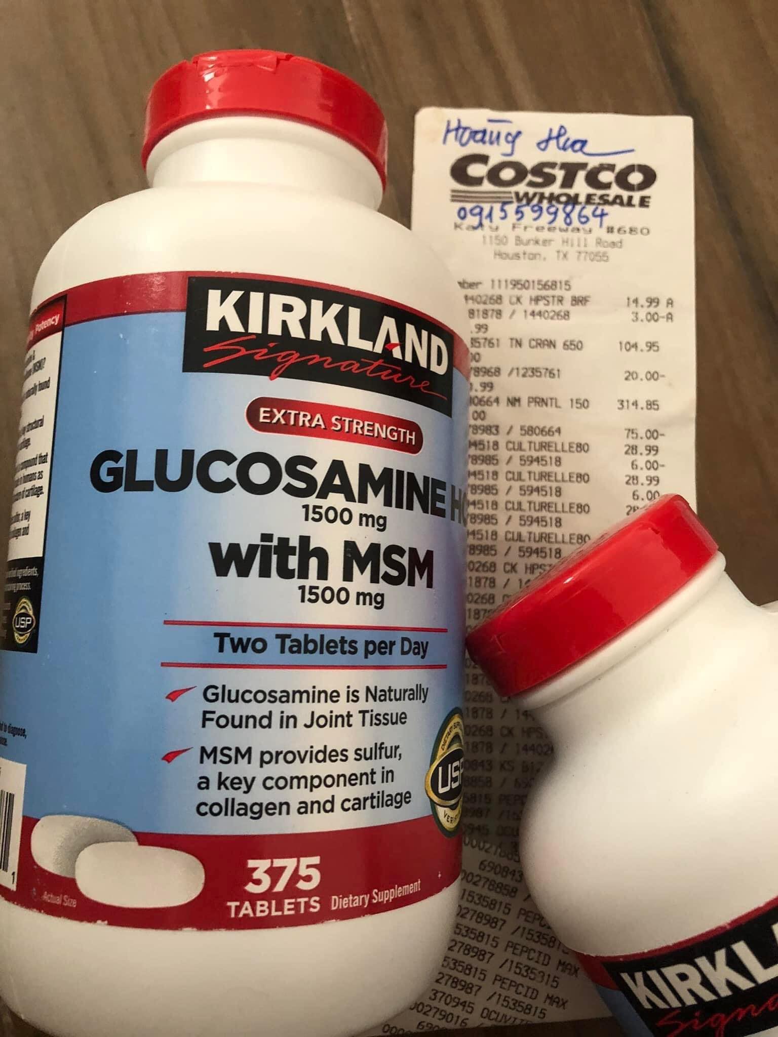 Viên uống bổ khớp của Mỹ Kirkland Signature Glucosamine with MSM 375 viên