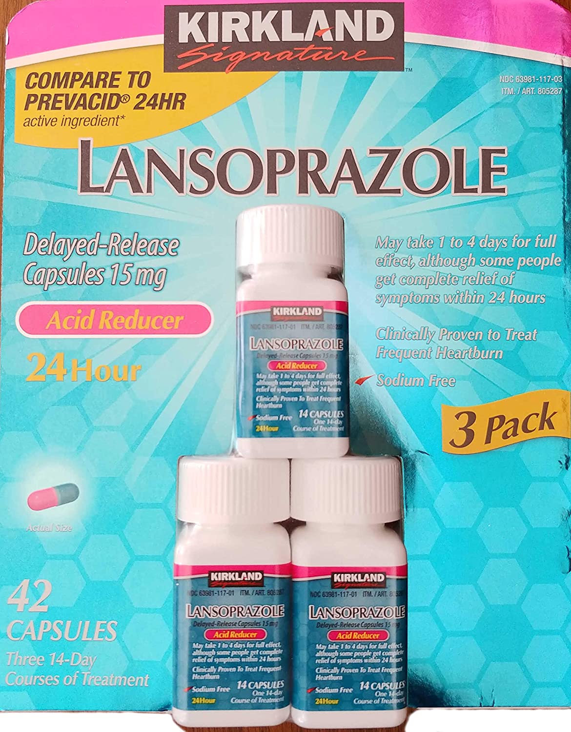 Viên uống giảm axit dạ dày, ợ nóng Kirkland Signature Lansoprazole 42 Capsules