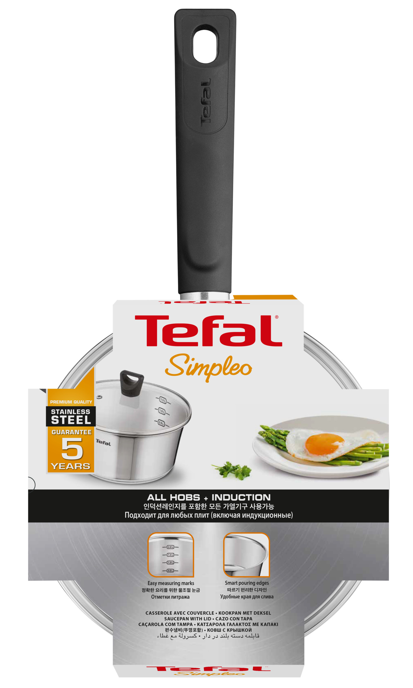 TEFAL Casserole PRO INOX avec couvercle 18cm 