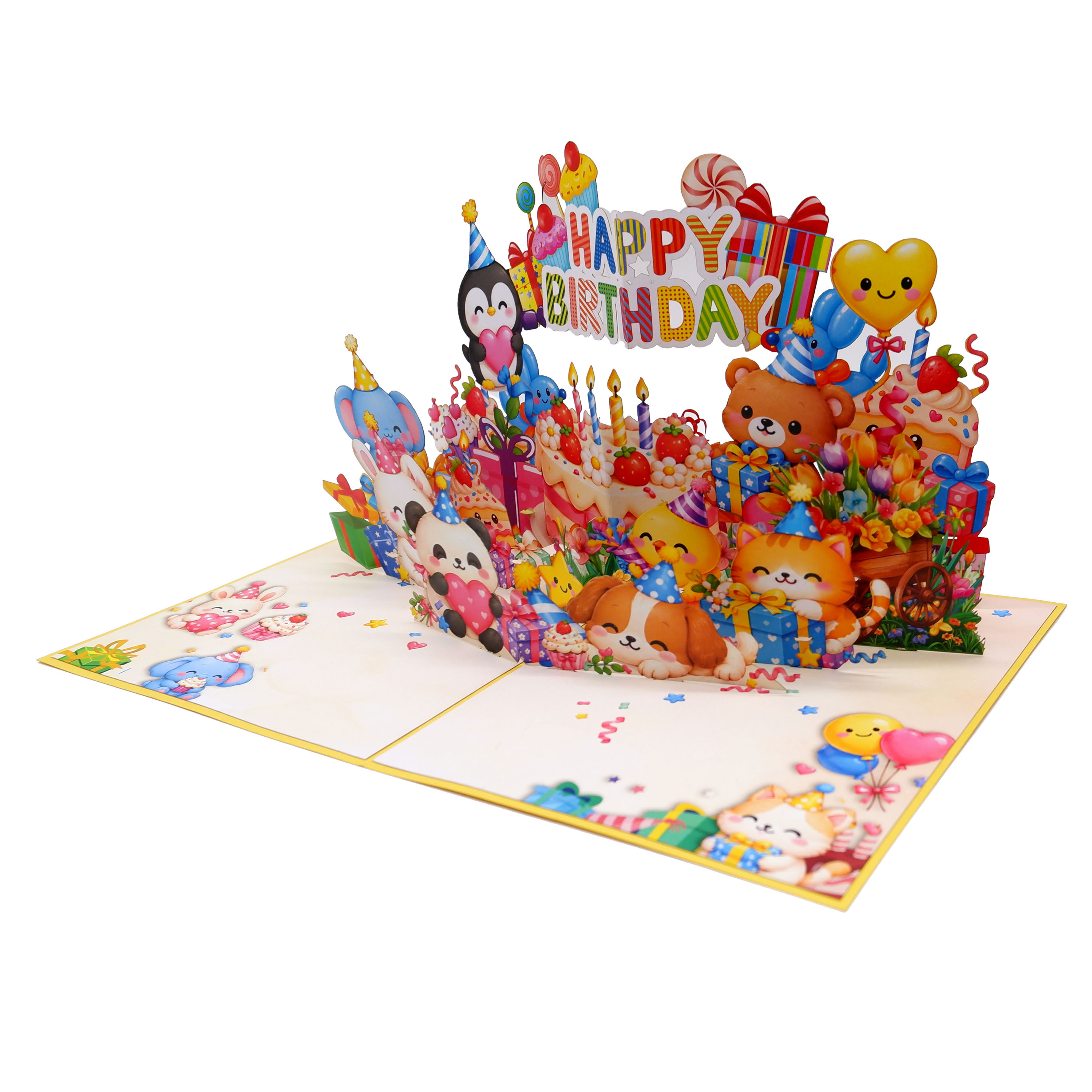 3D Pop Up Birthday Greeting Card – Cute Animal Party Celebration