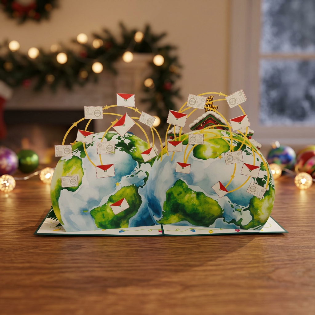 North Pole Post Office 3D Christmas Pop Up Card
