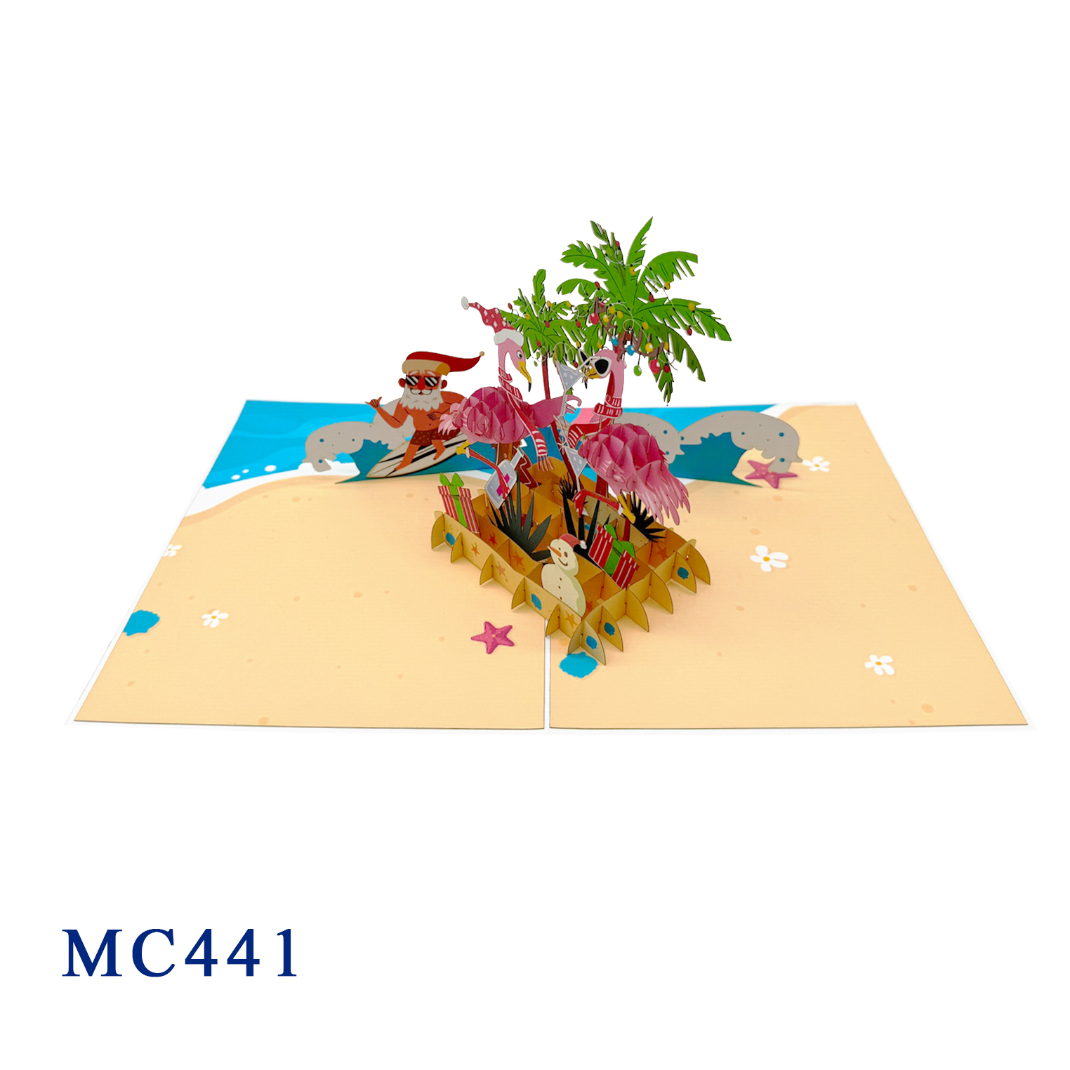 Christmas Flamingos Pop Up Card