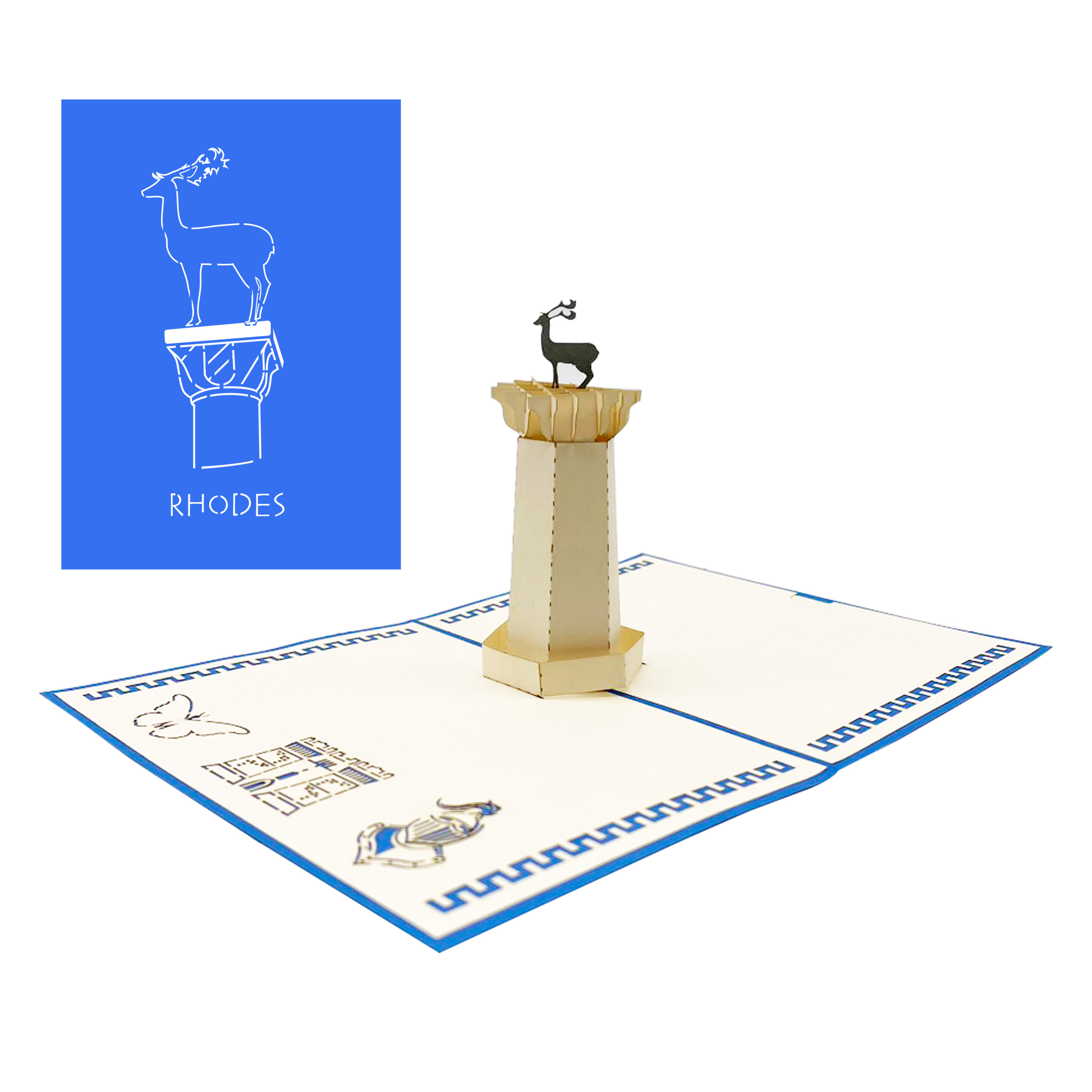 Rhodes Greece Pop Up Card