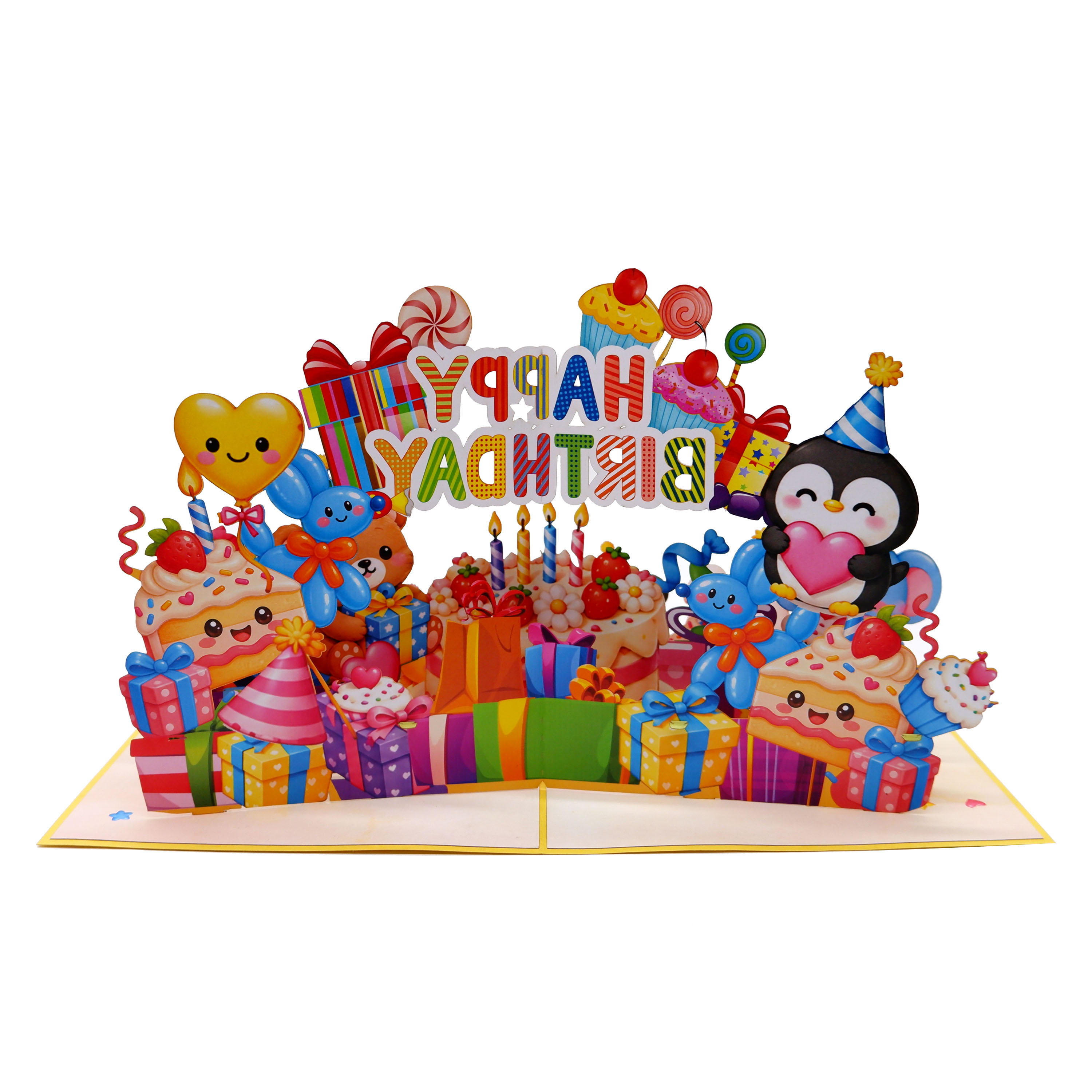 3D Pop Up Birthday Greeting Card – Cute Animal Party Celebration