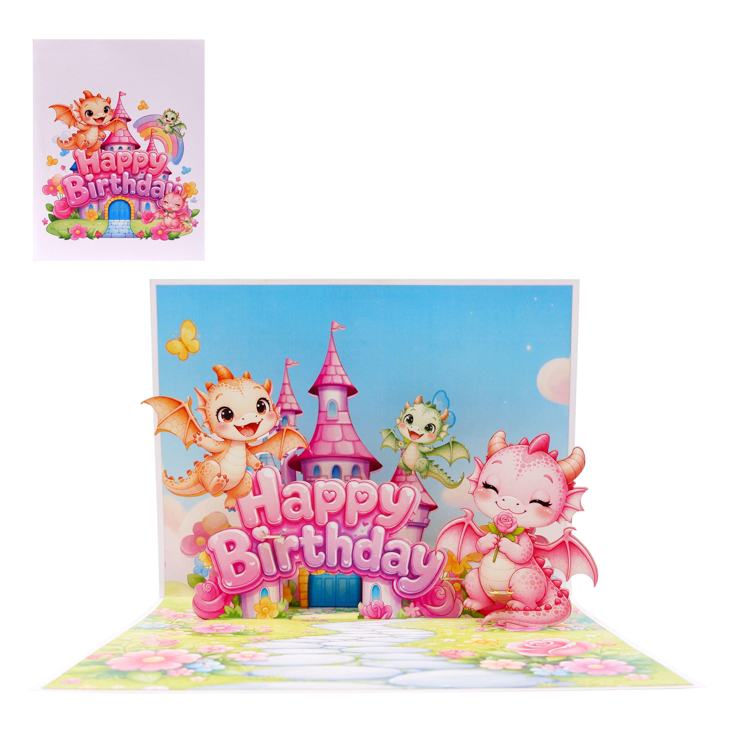 3D Pop Up Dragon Birthday Card – Magical Fantasy Castle