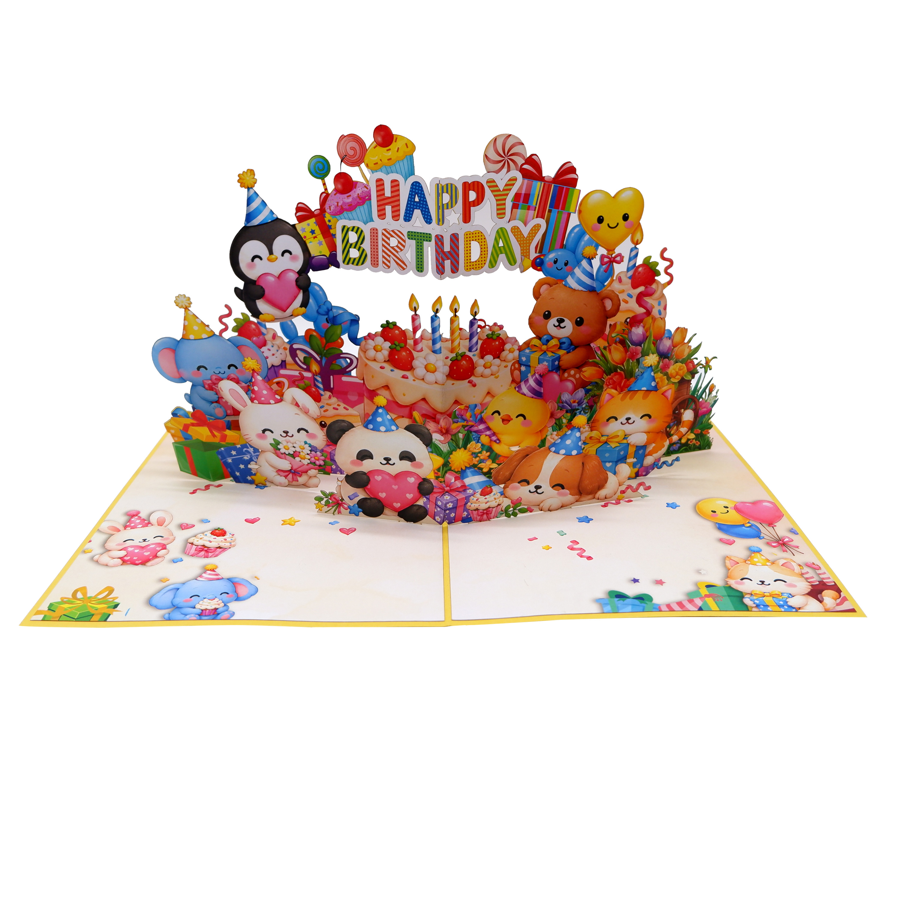 3D Pop Up Birthday Greeting Card – Cute Animal Party Celebration