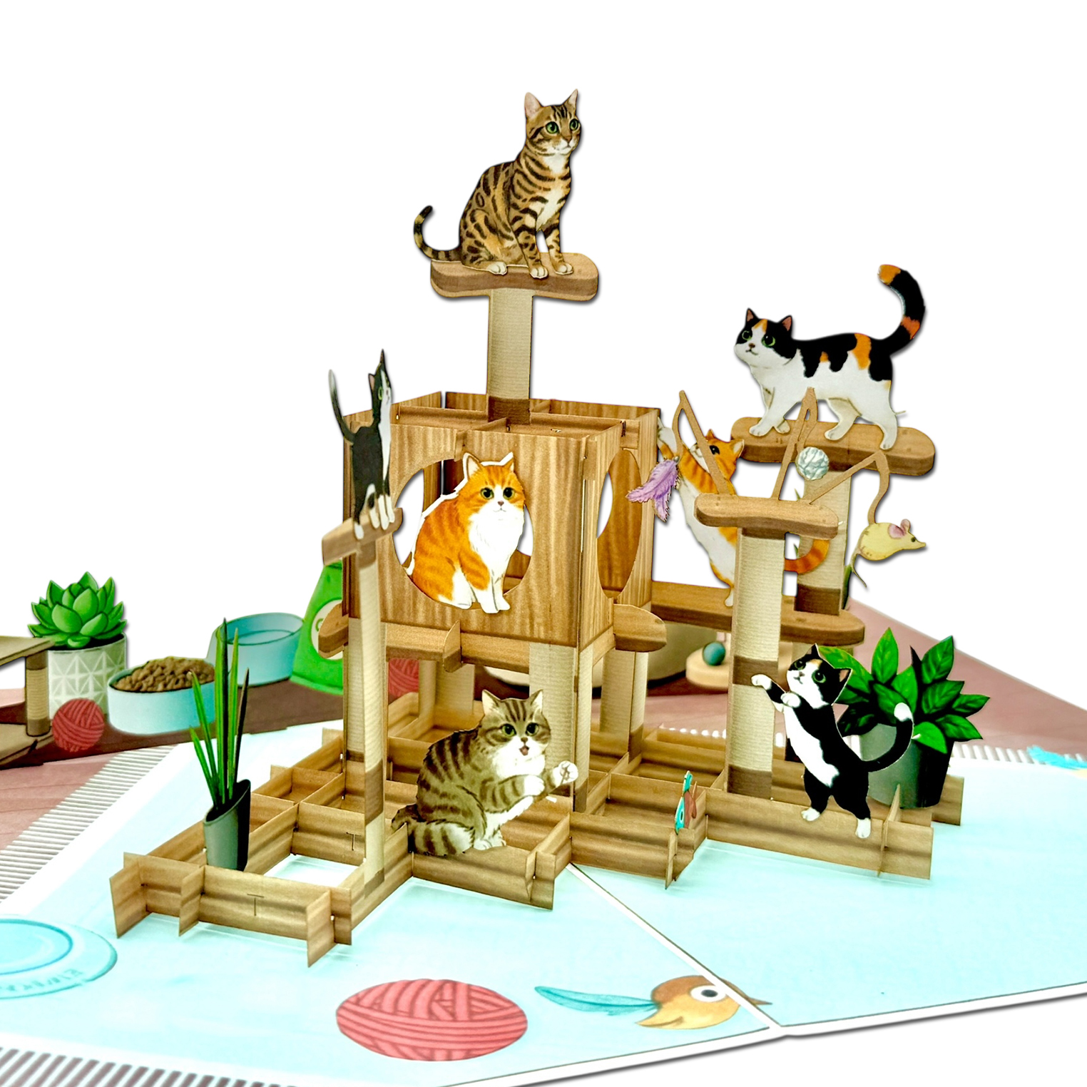 3D Cat House Pop-Up Greeting Card