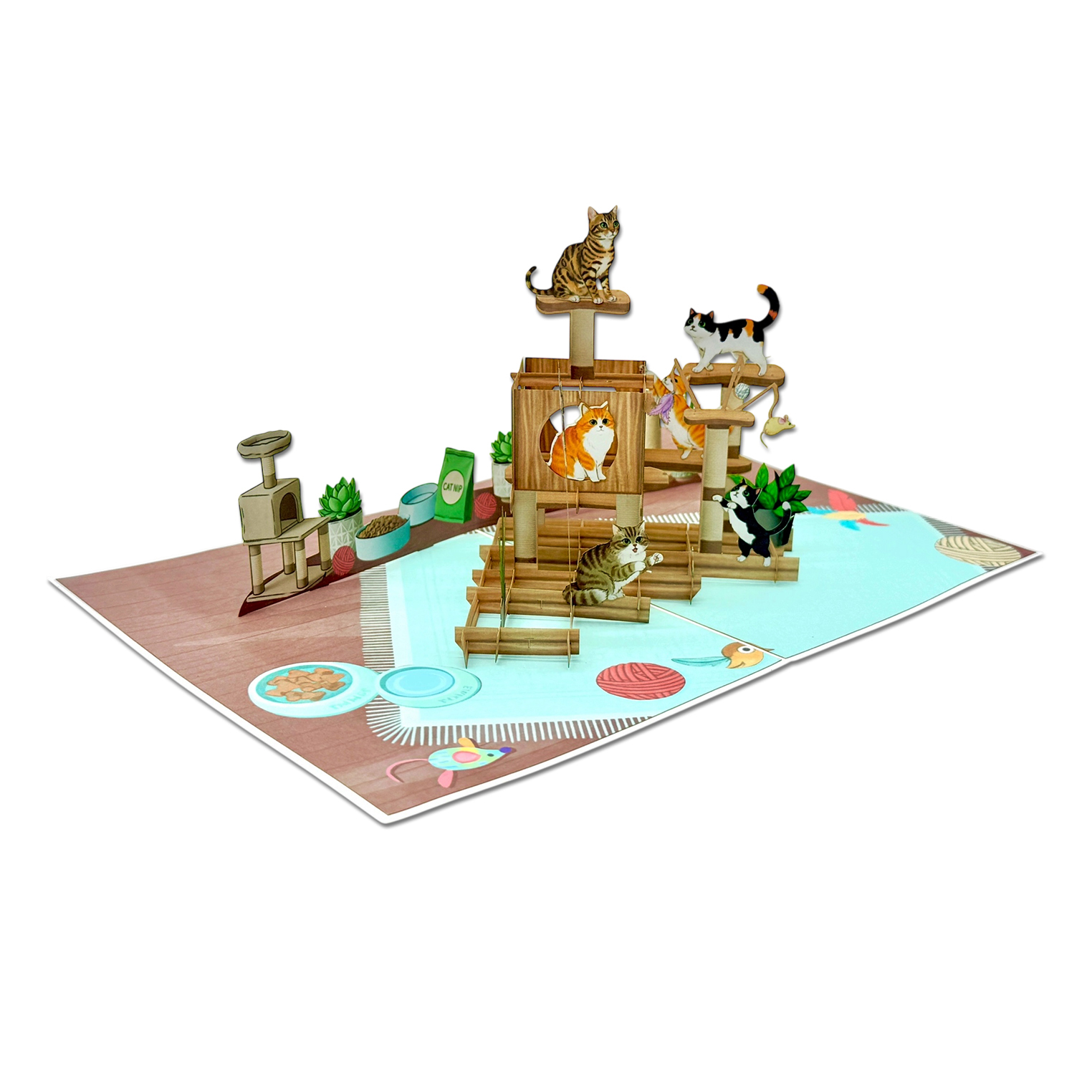 3D Cat House Pop-Up Greeting Card