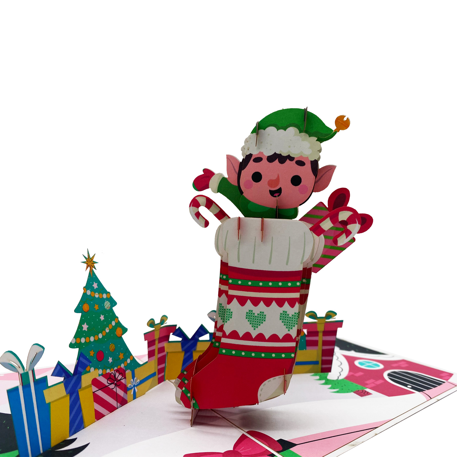 Christmas Elves Sock Pop Up Card