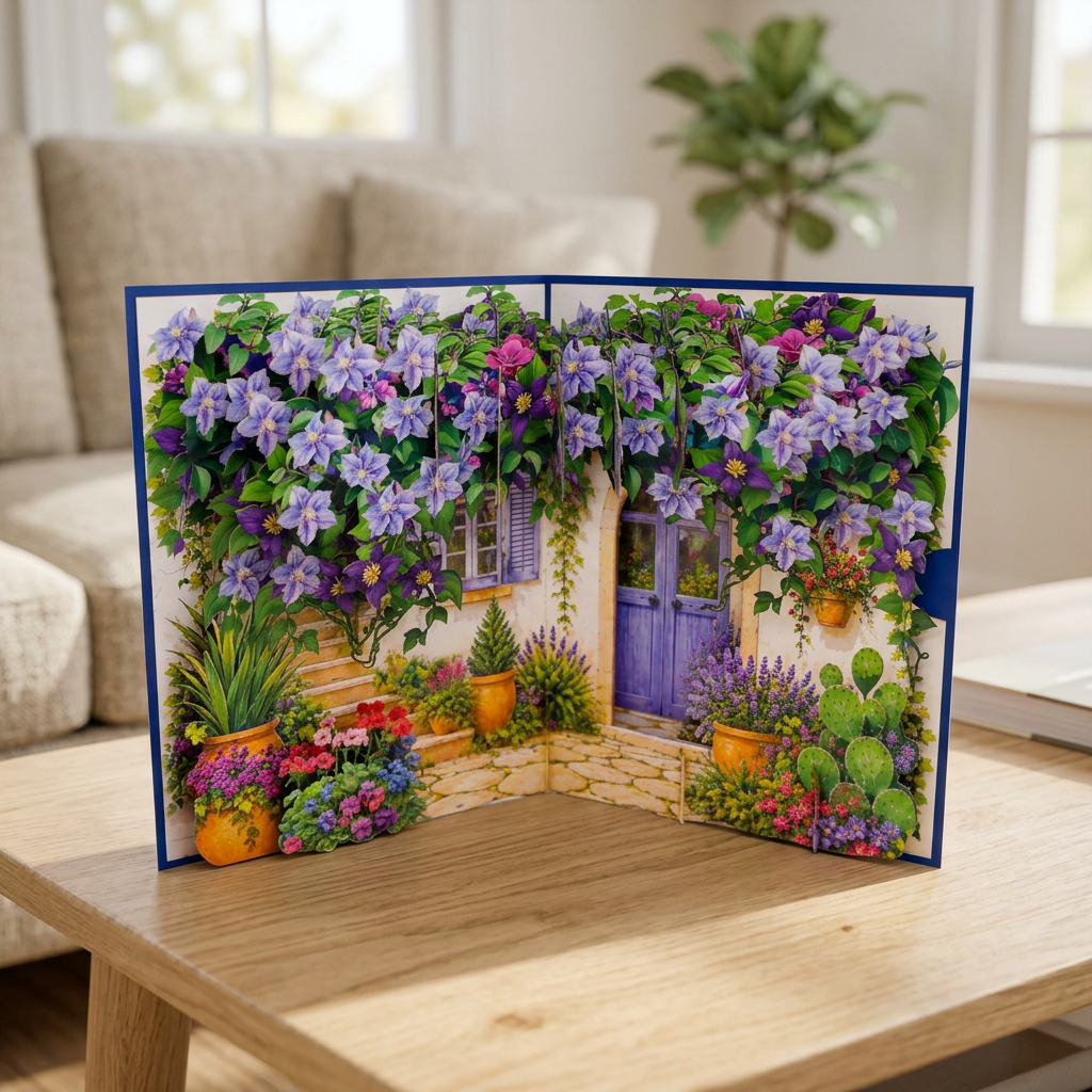 Purple Clematis 3D Pop Up Card