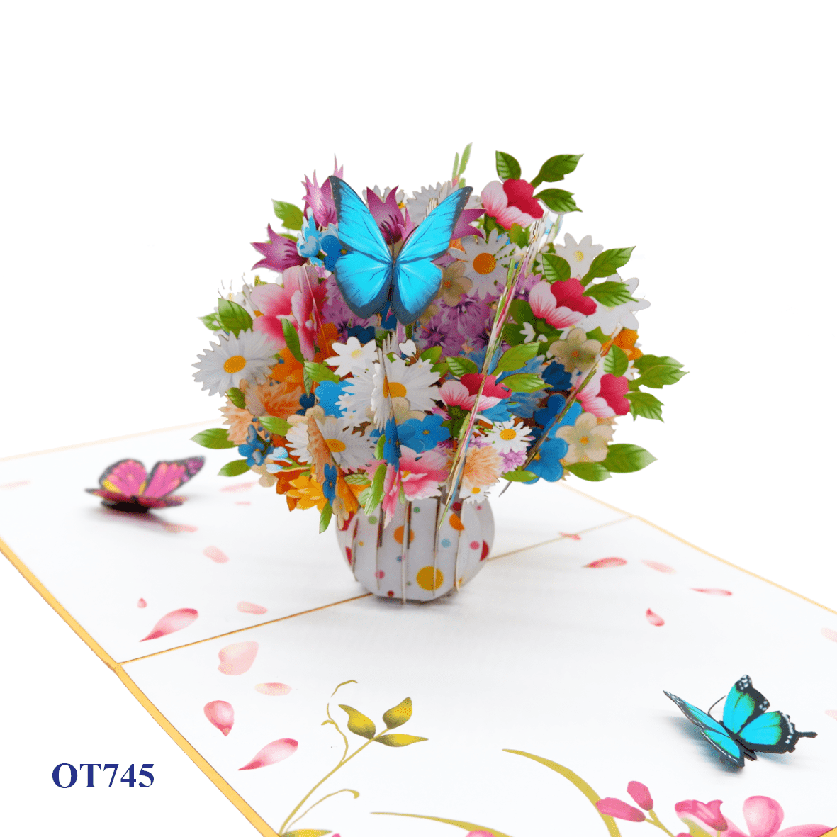 Wildflowers Floral Vase Pop Up Card