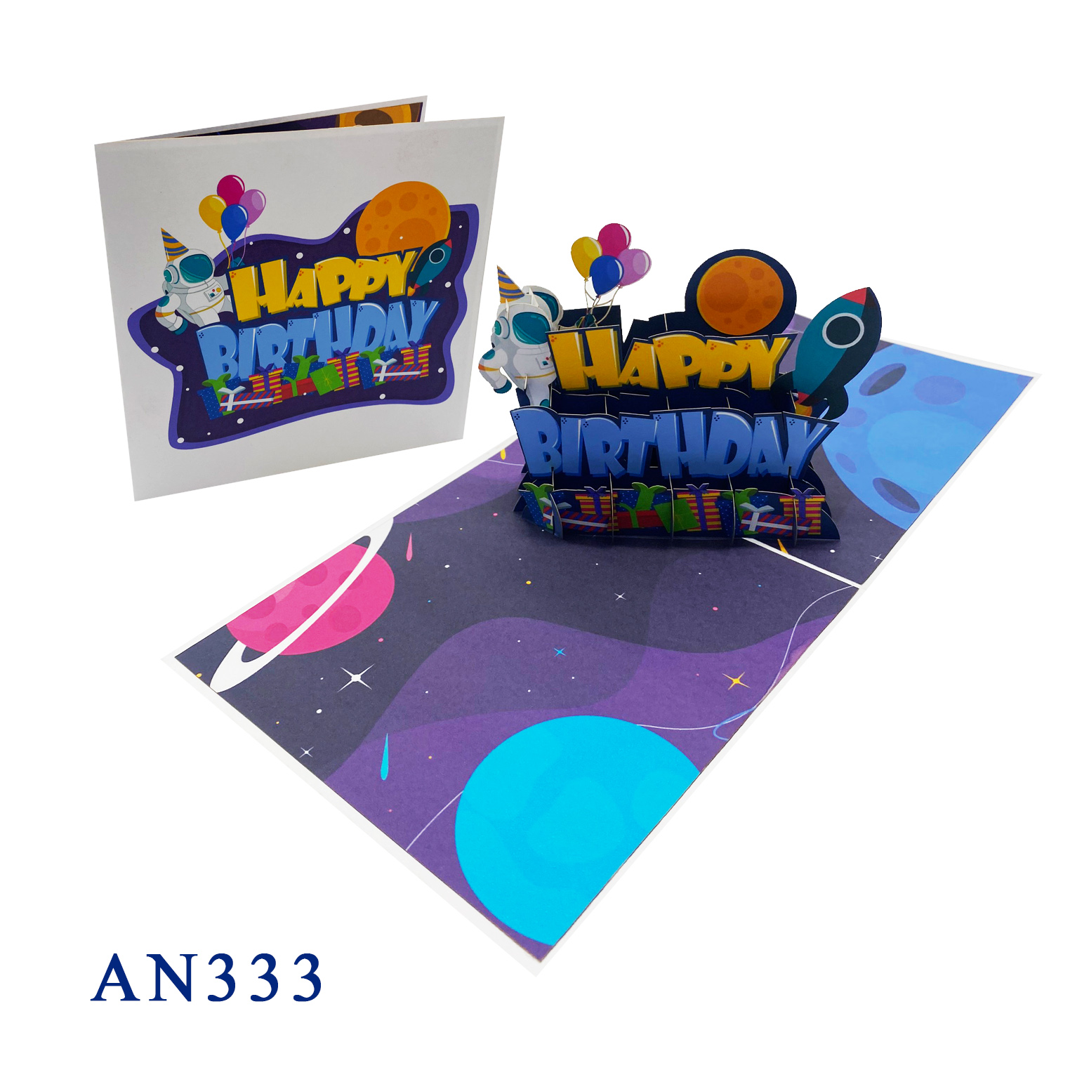 Spaceman Birthday Pop Up Card