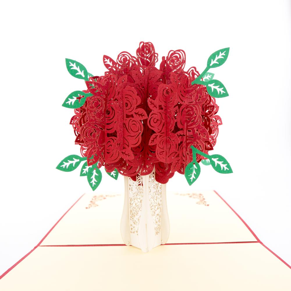 Vase Of Rose Pop Up Card