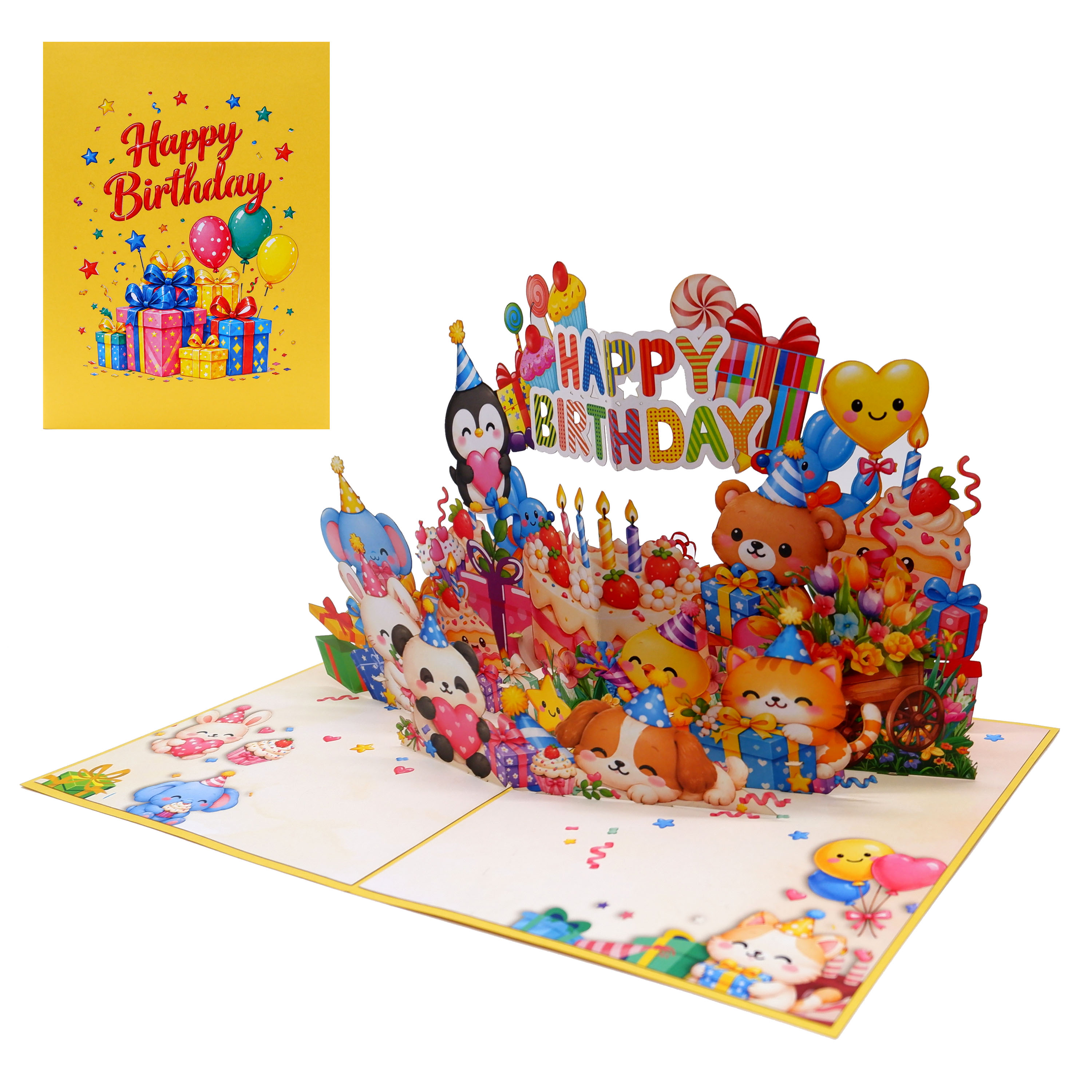 3D Pop Up Birthday Greeting Card – Cute Animal Party Celebration