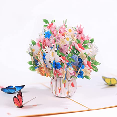 Wildflowers Floral Vase Pop Up Card