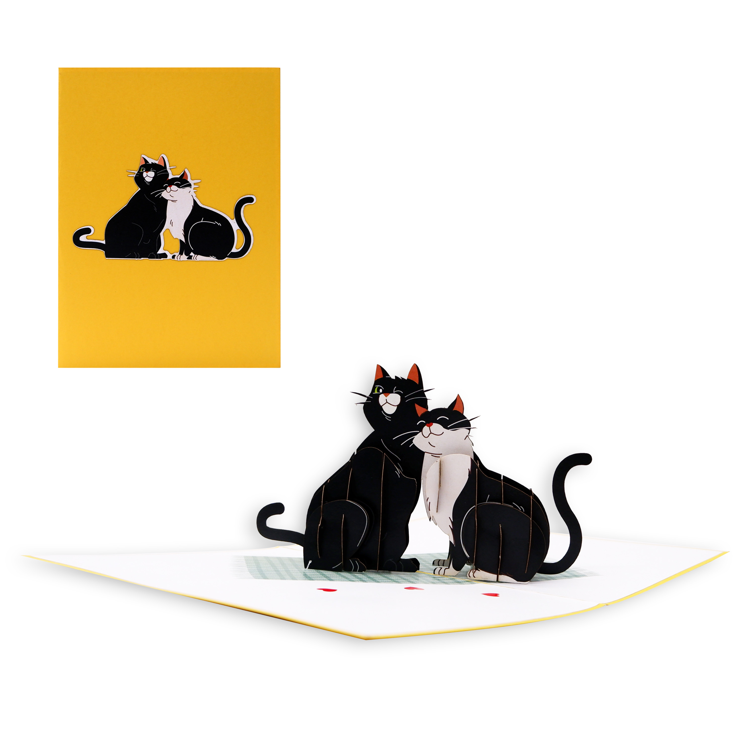 3D Pop Up Cat Greeting Card – Cute Black Cat Couple