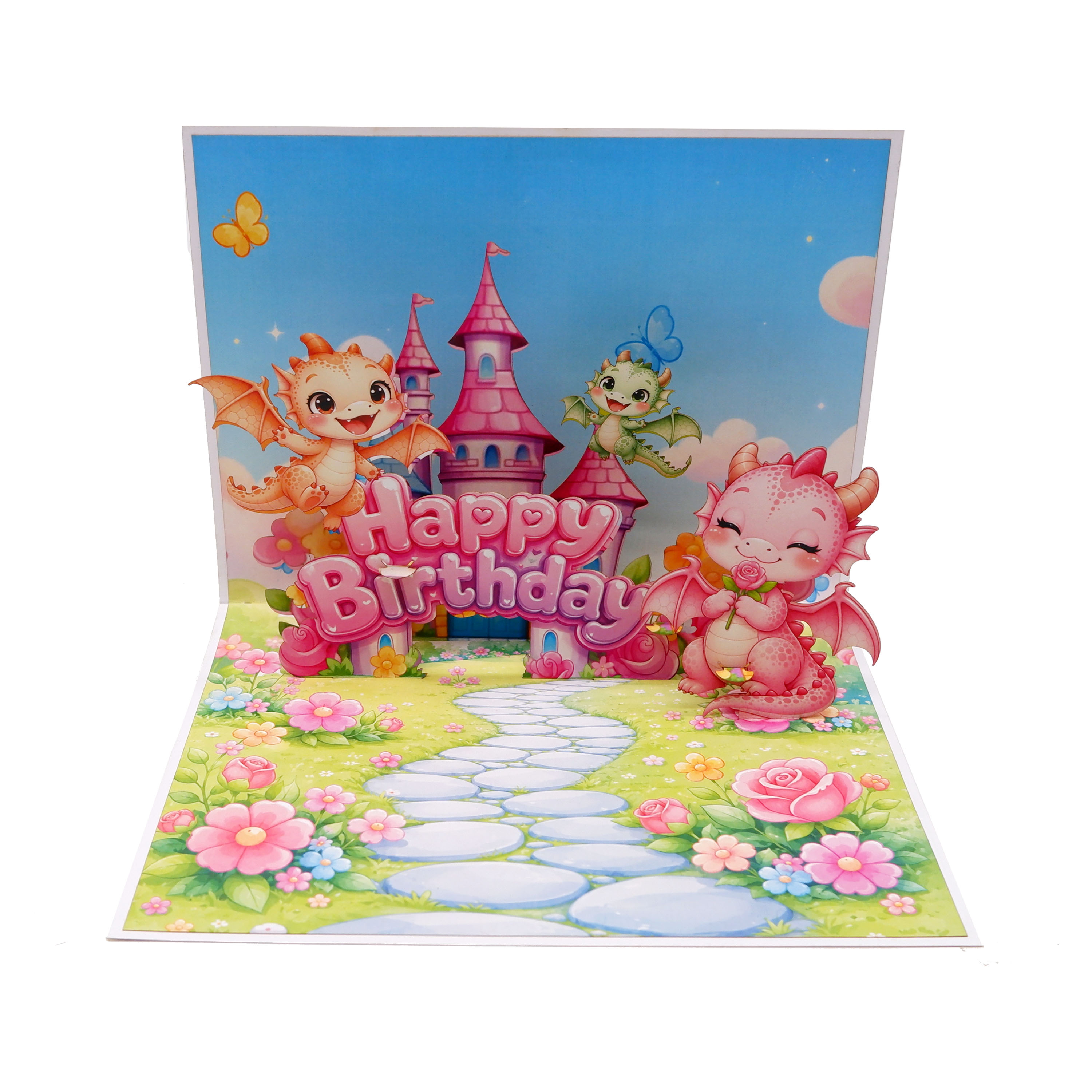 3D Pop Up Dragon Birthday Card – Magical Fantasy Castle