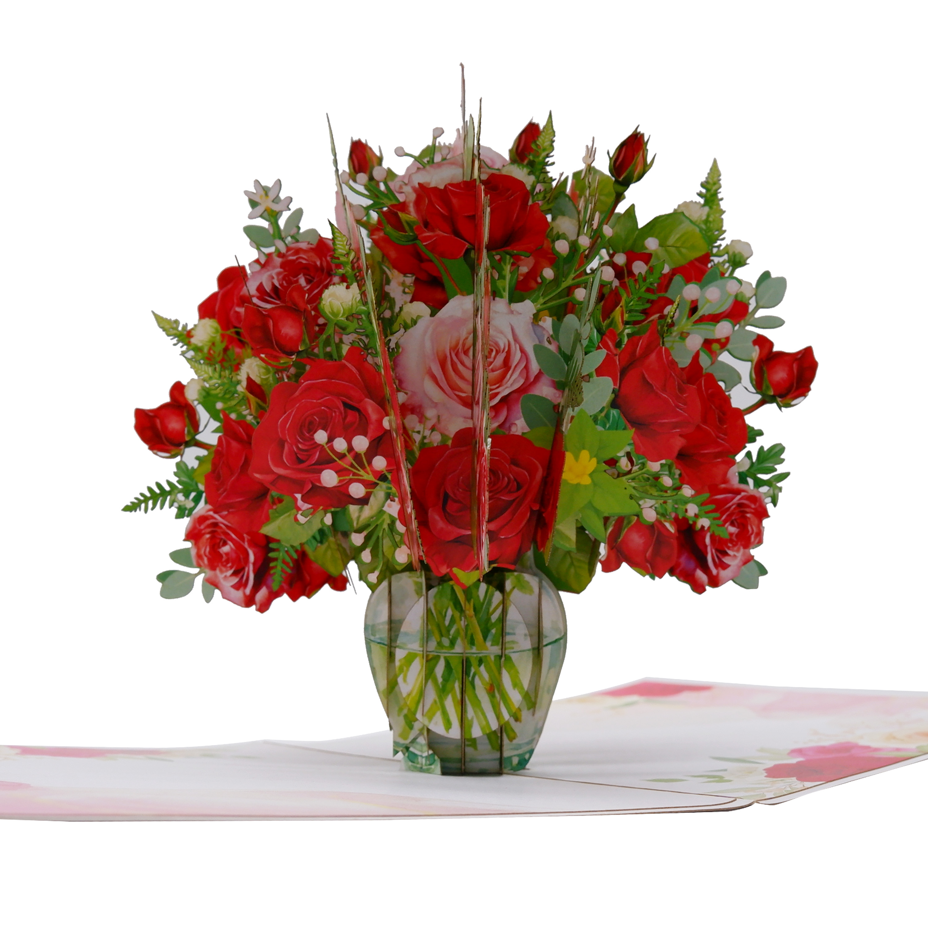 Luxury Red Floral Bouquet Pop-Up Card