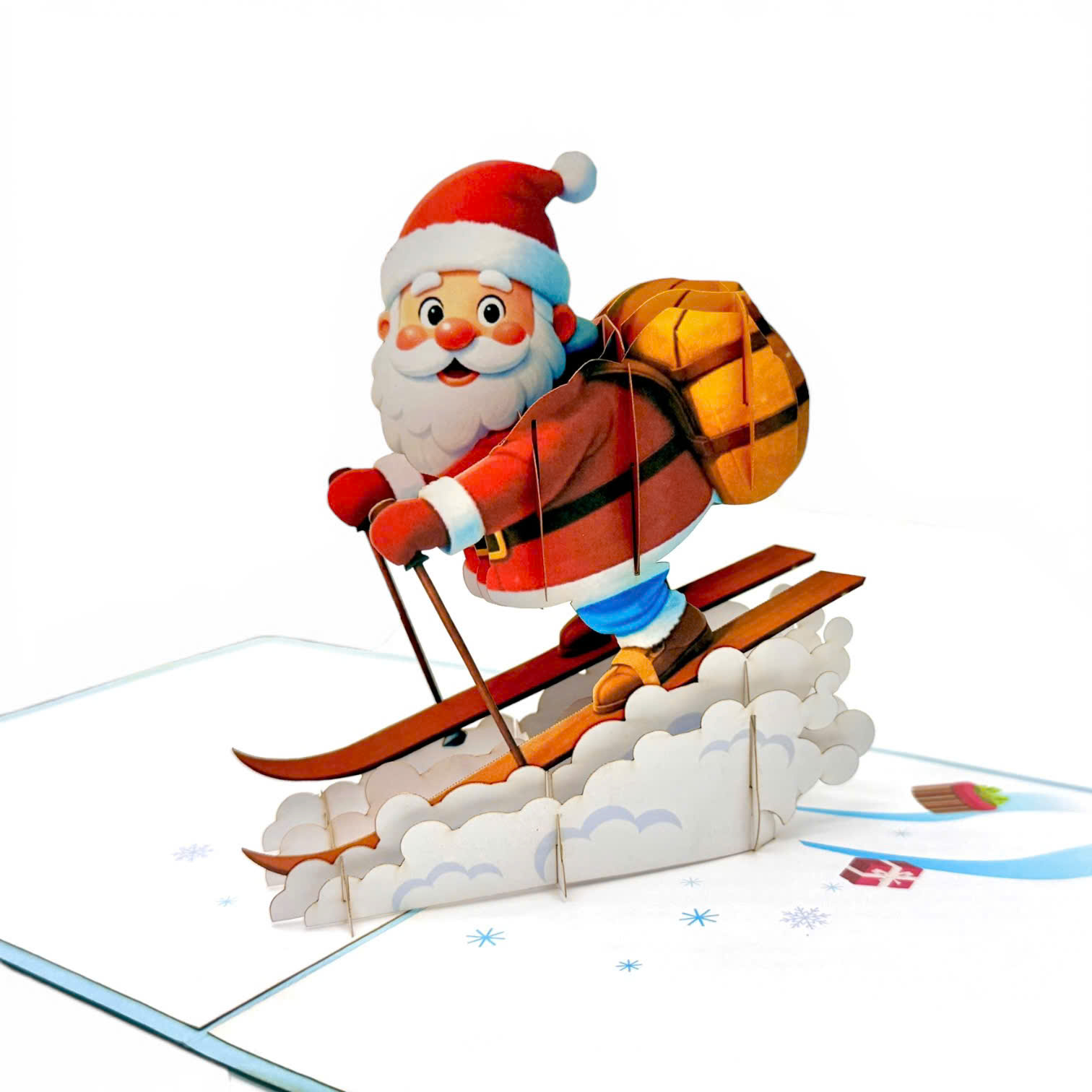 Skiing Santa Pop-Up Card