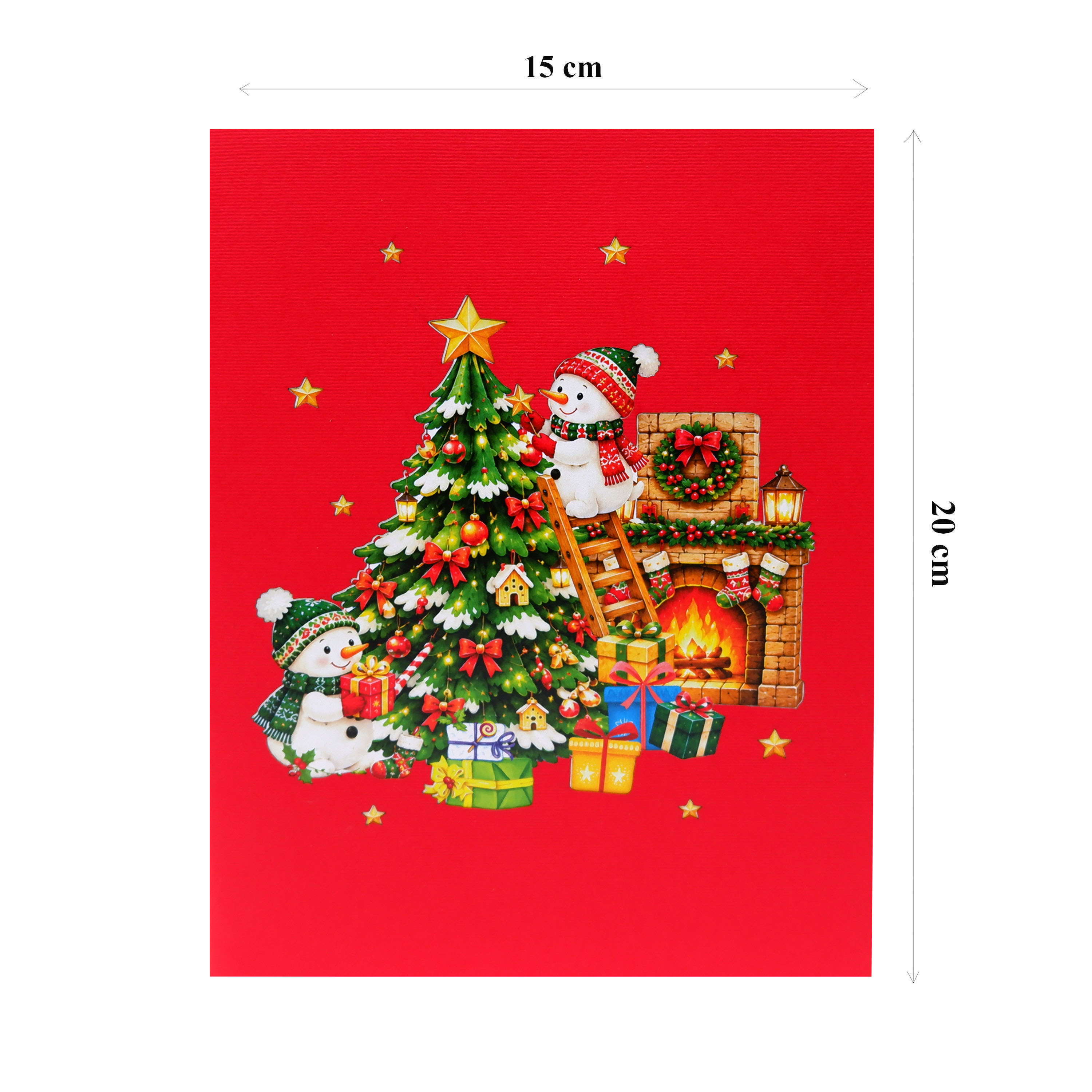 3D Pop Up Christmas Greeting Card – Christmas Tree and Snowman Village