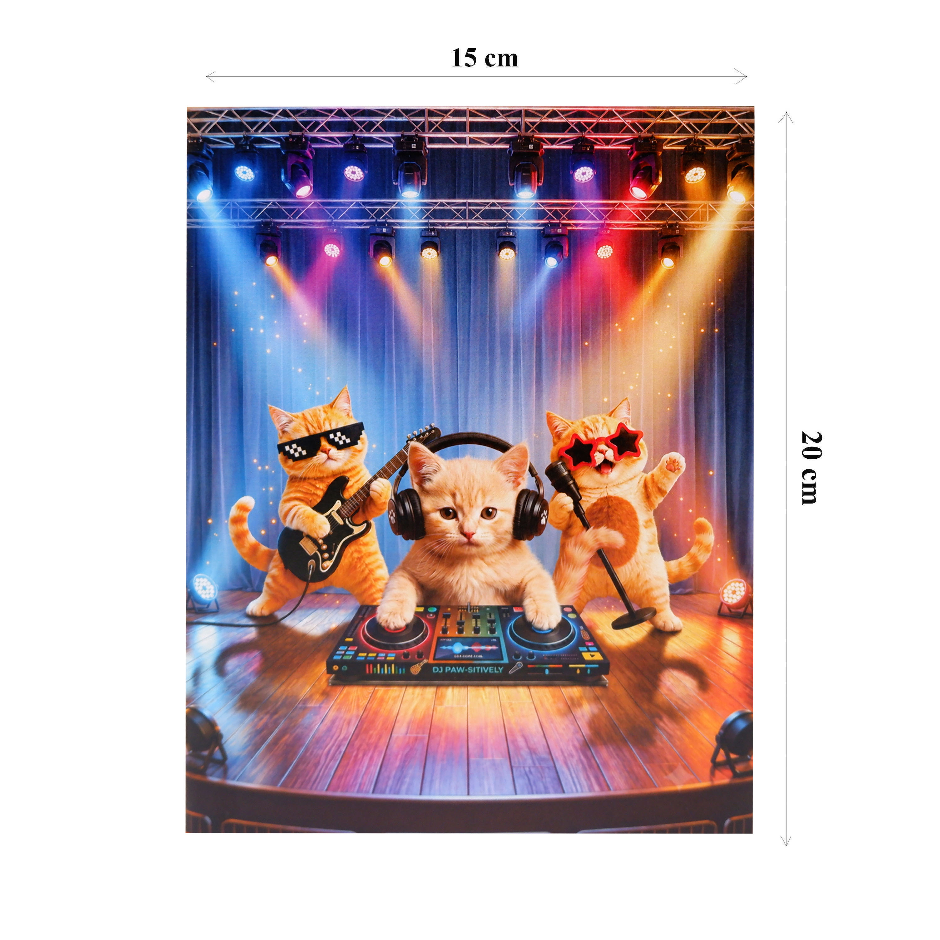 3D Pop Up Cat Music Greeting Card – Dancing Cats Concert Stage