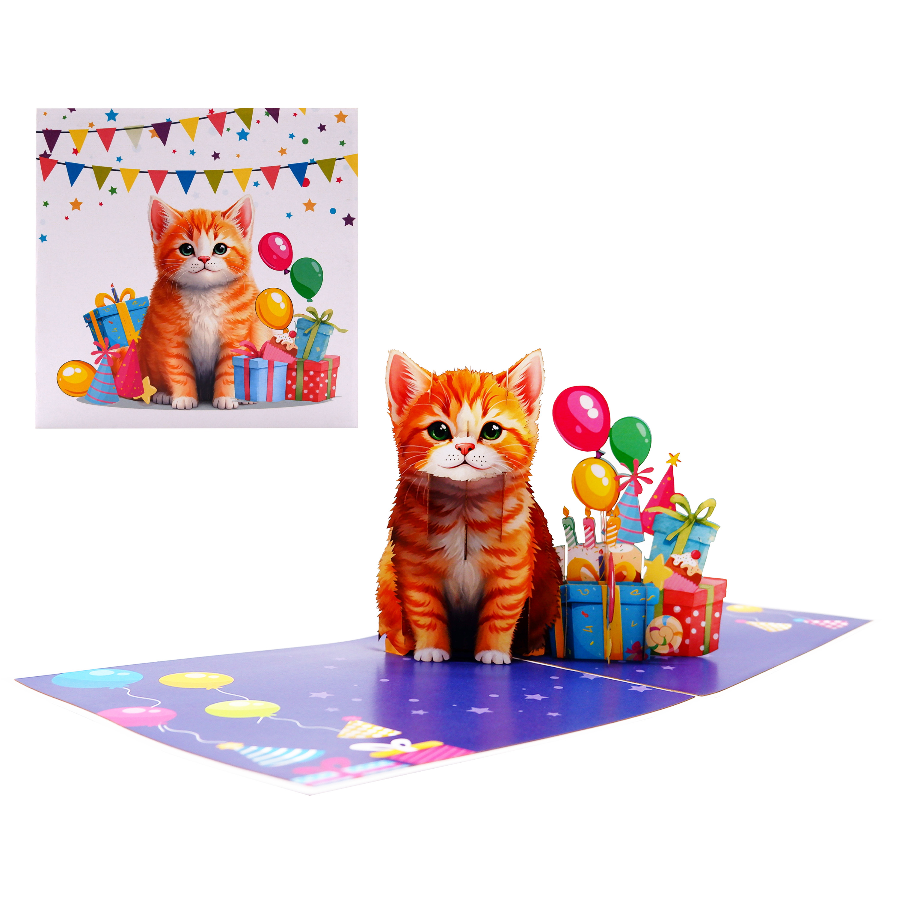 3D Pop Up Cat Birthday Card