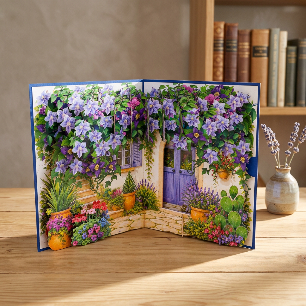 Purple Clematis 3D Pop Up Card
