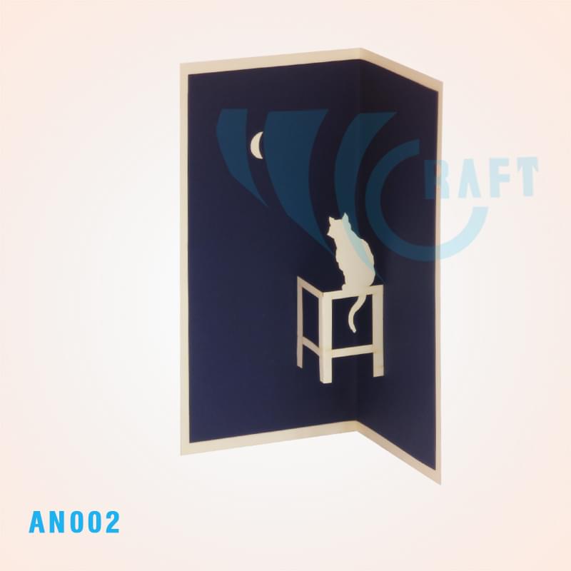 CAT AND MOON POP UP CARD