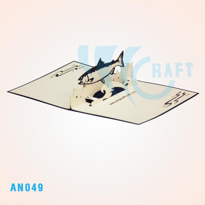SALMON POP UP CARD