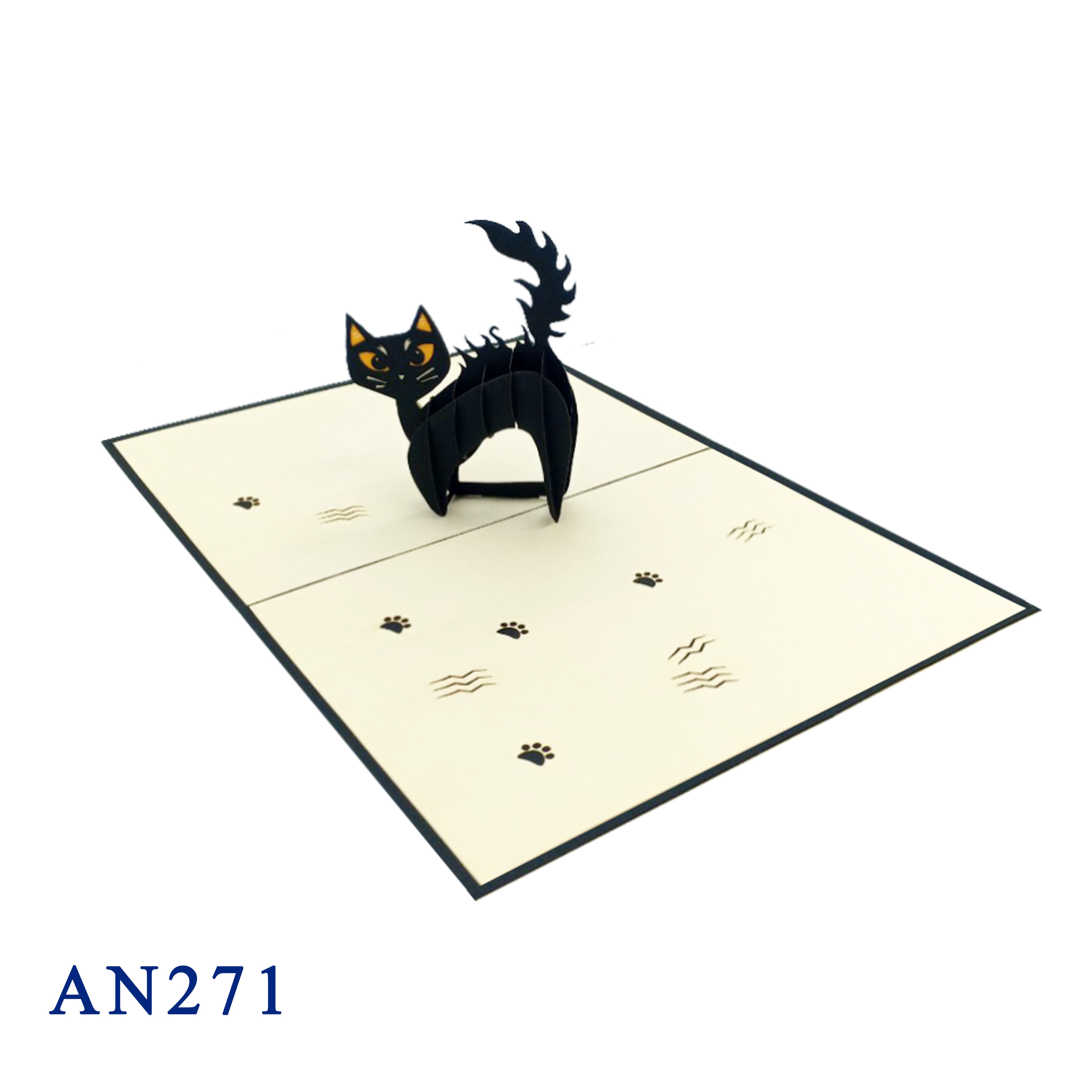 Black Cat Halloween Pop Up Card