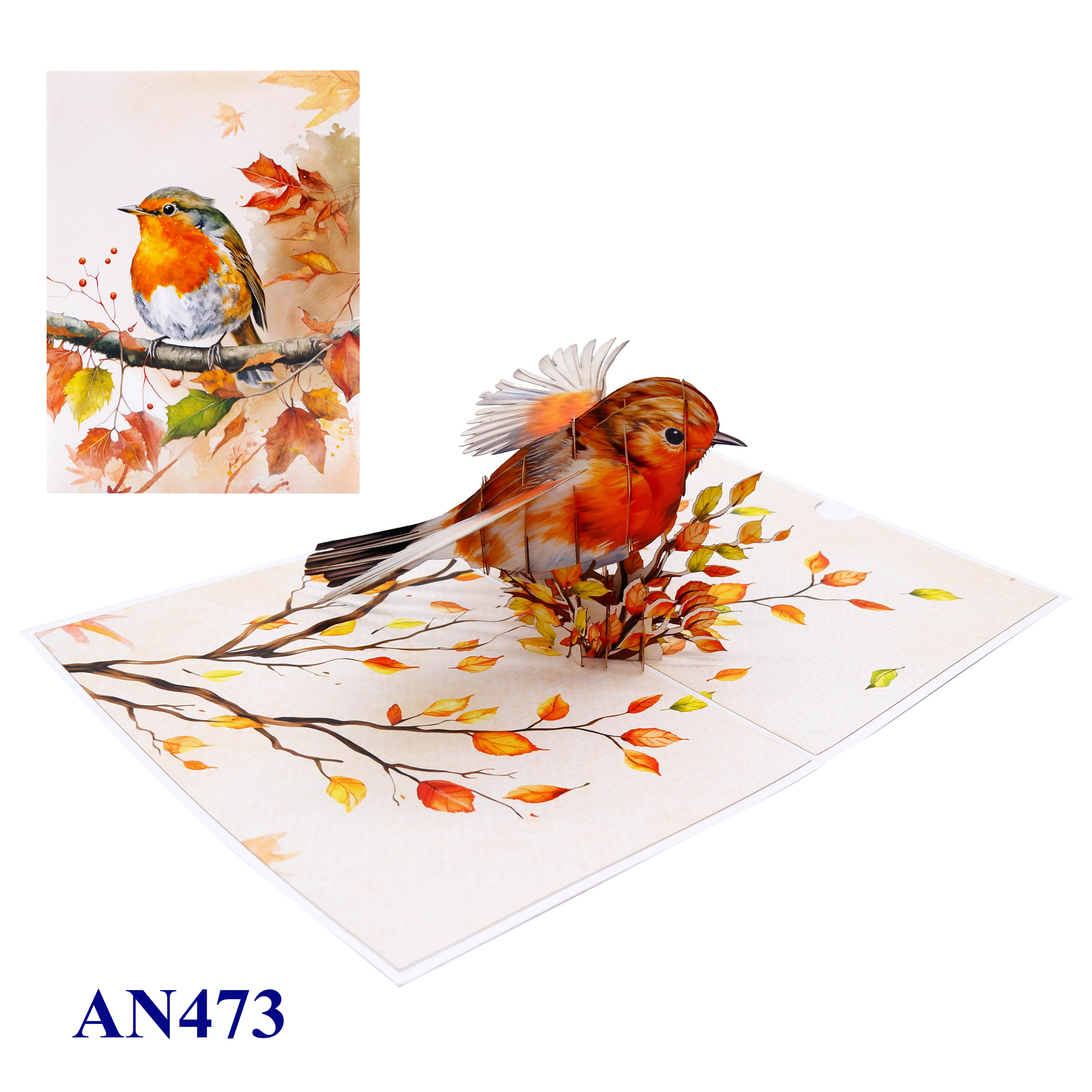Handmade Robin Bird Pop-Up Card – 3D Greeting Card from Vietnam