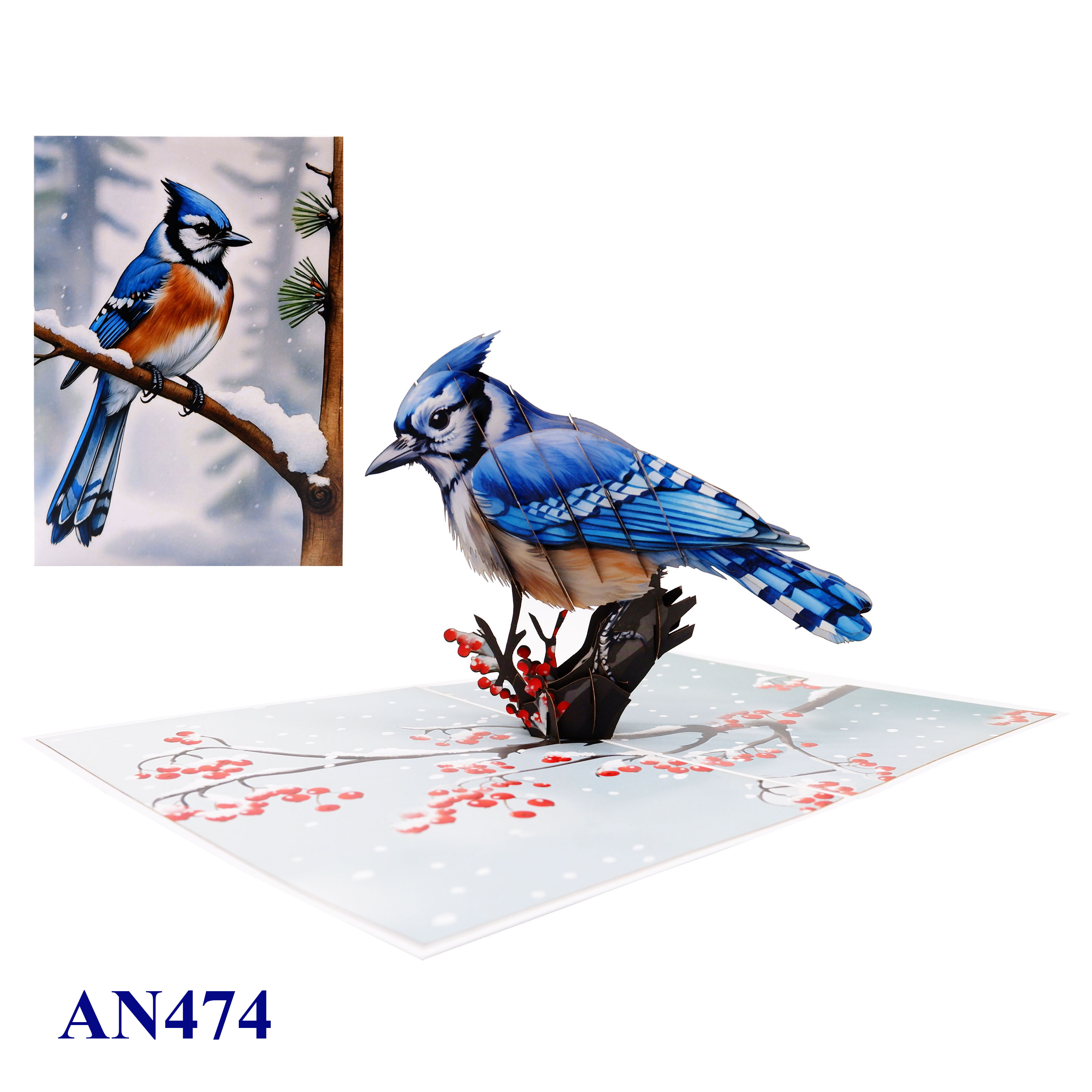 Blue Jay Winter Pop-Up Card