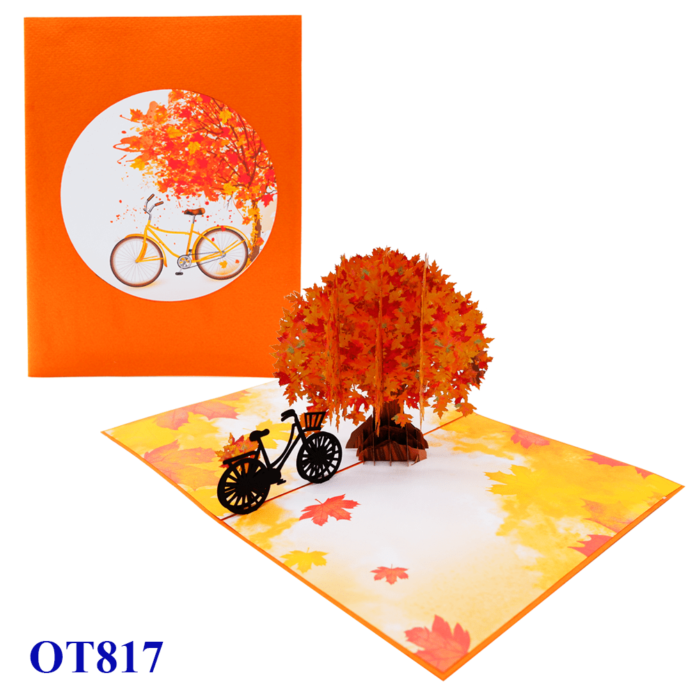Autumn Tree & Bicycle Pop Up Card