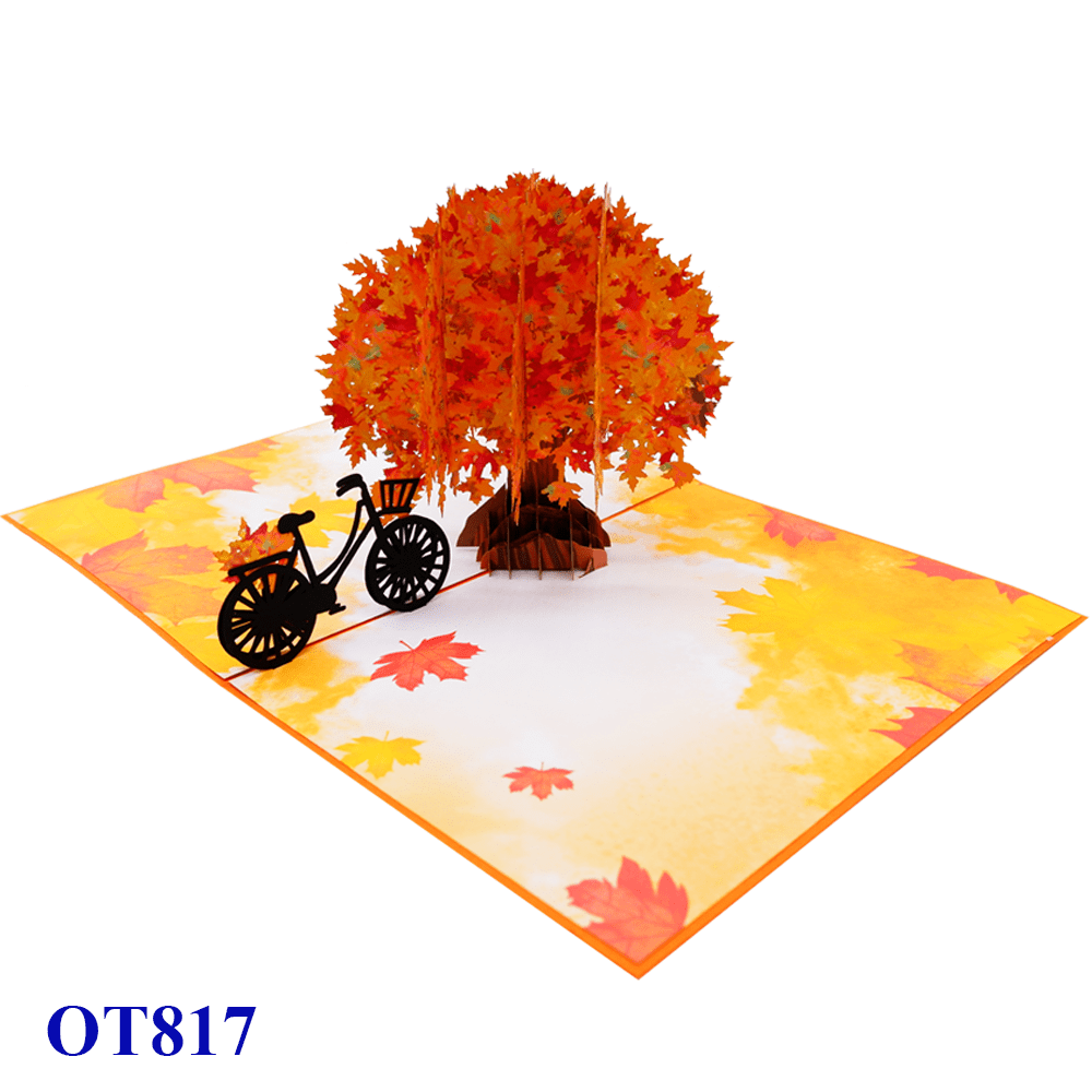 Autumn Tree & Bicycle Pop Up Card