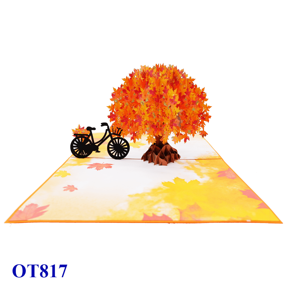 Autumn Tree & Bicycle Pop Up Card