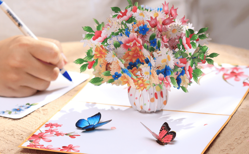 Wildflowers Floral Vase Pop Up Card