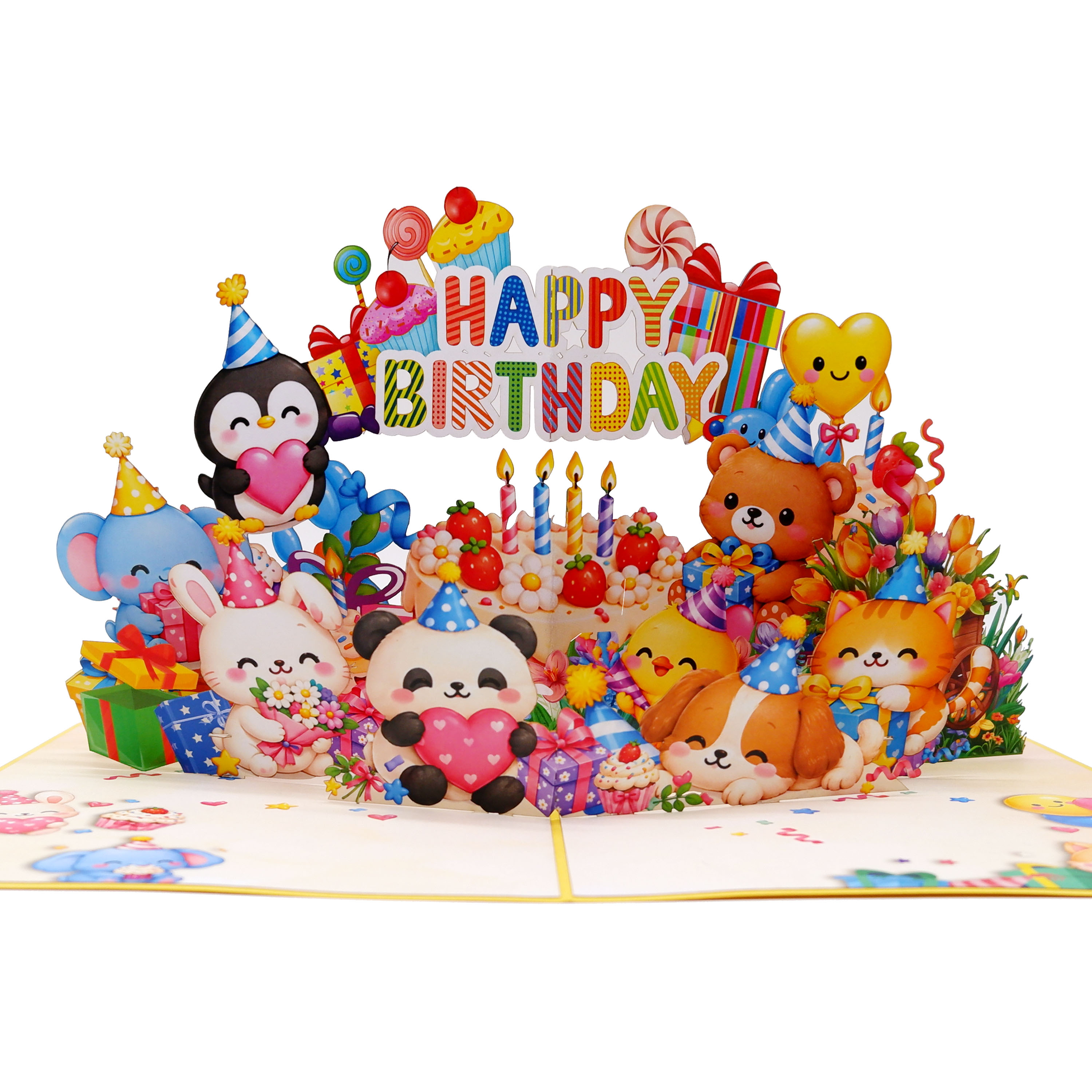 3D Pop Up Birthday Greeting Card – Cute Animal Party Celebration