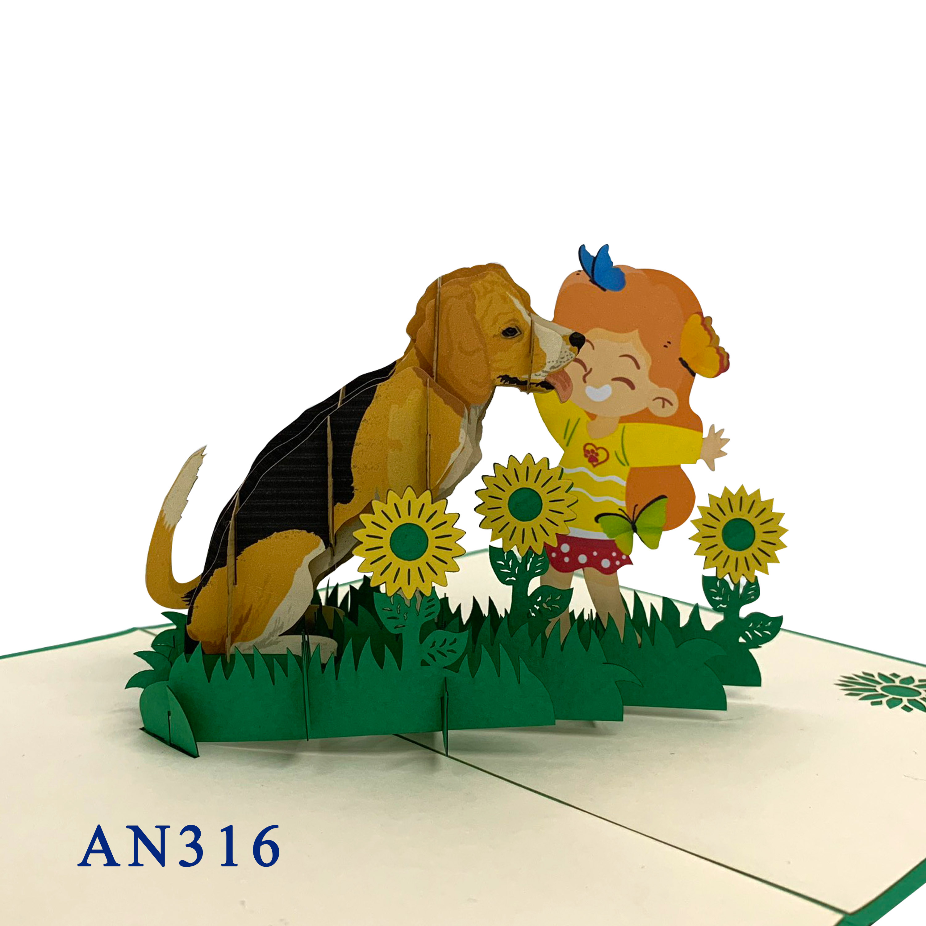 Baby Girl and Puppy Pop Up Card