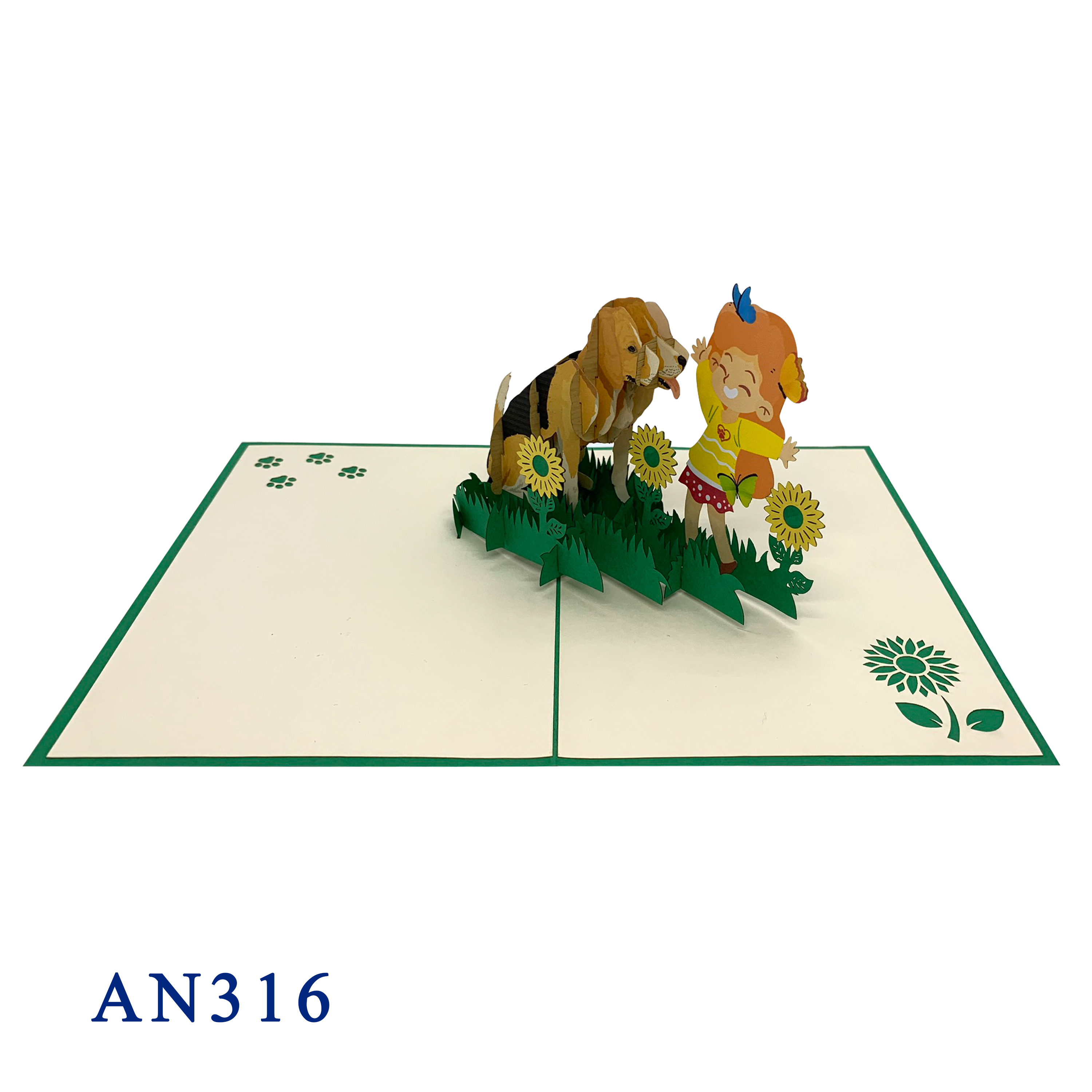 Baby Girl and Puppy Pop Up Card