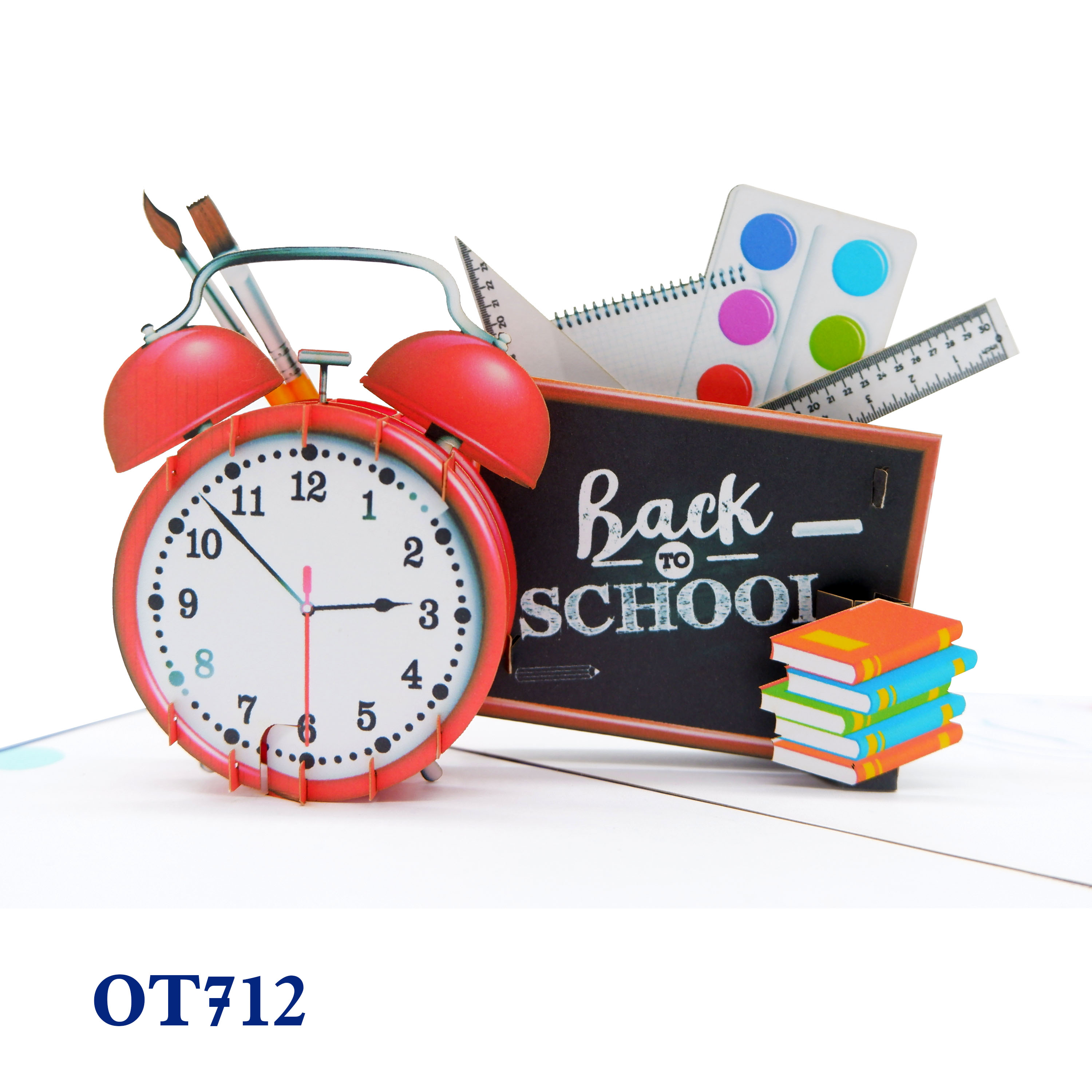 Back to School Pop-Up Card – School Clock Design