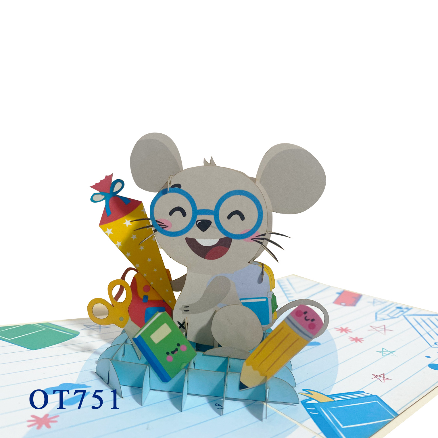 Back To School Mouse Pop Up Card