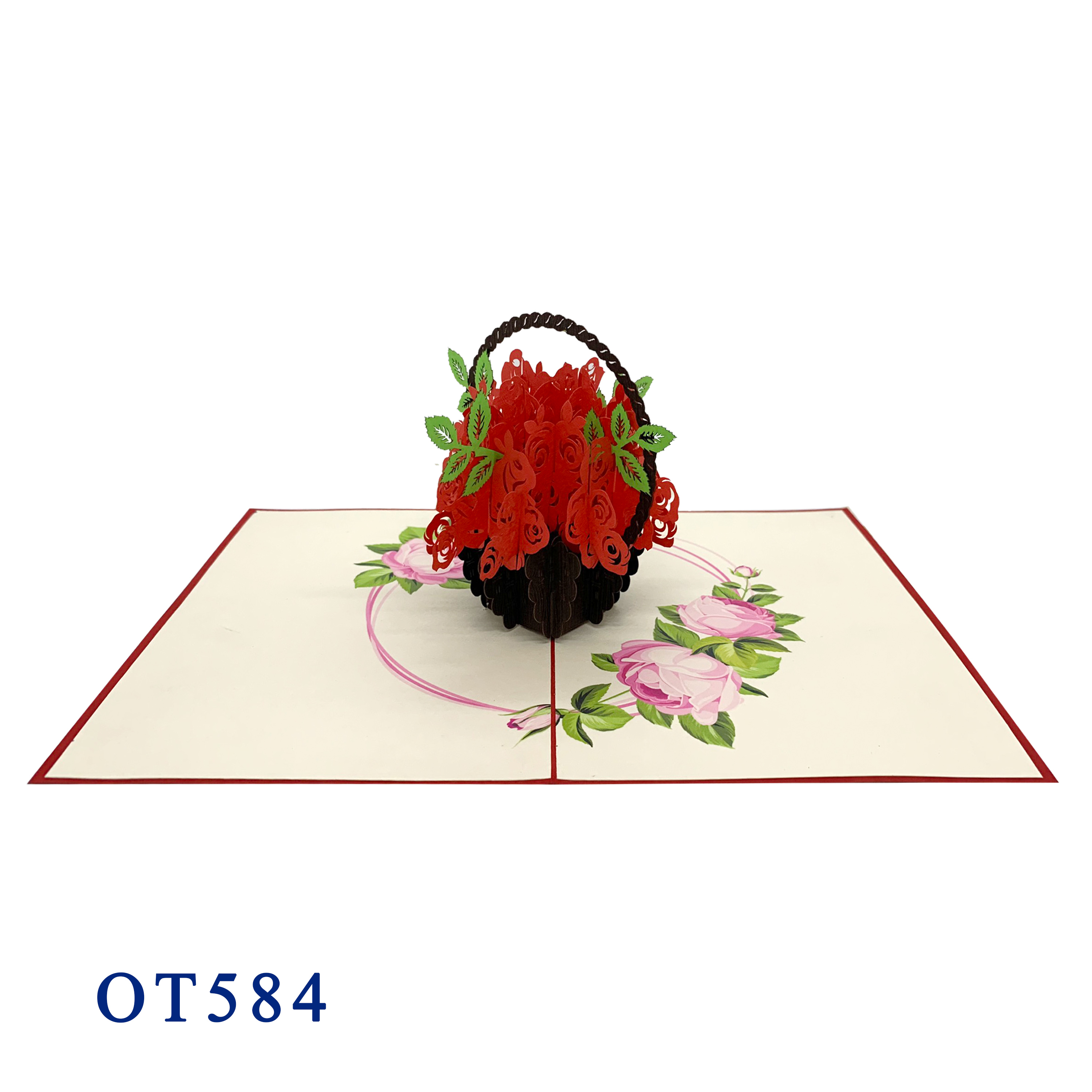 Red Rose Basket Pop Up Card