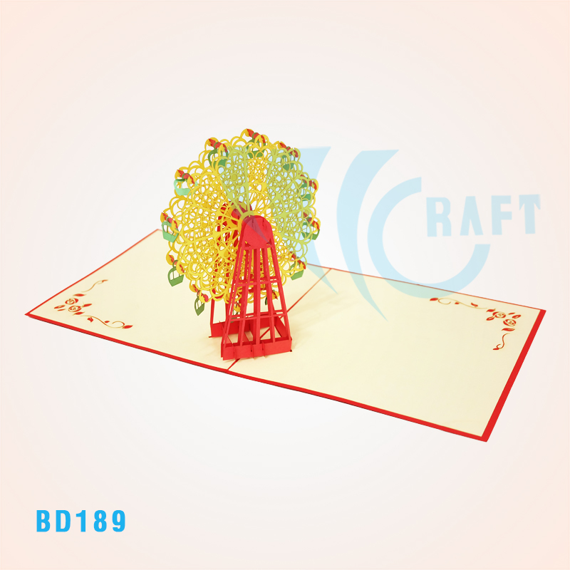 Rotatable Giant Wheel 4 Pop Up Card