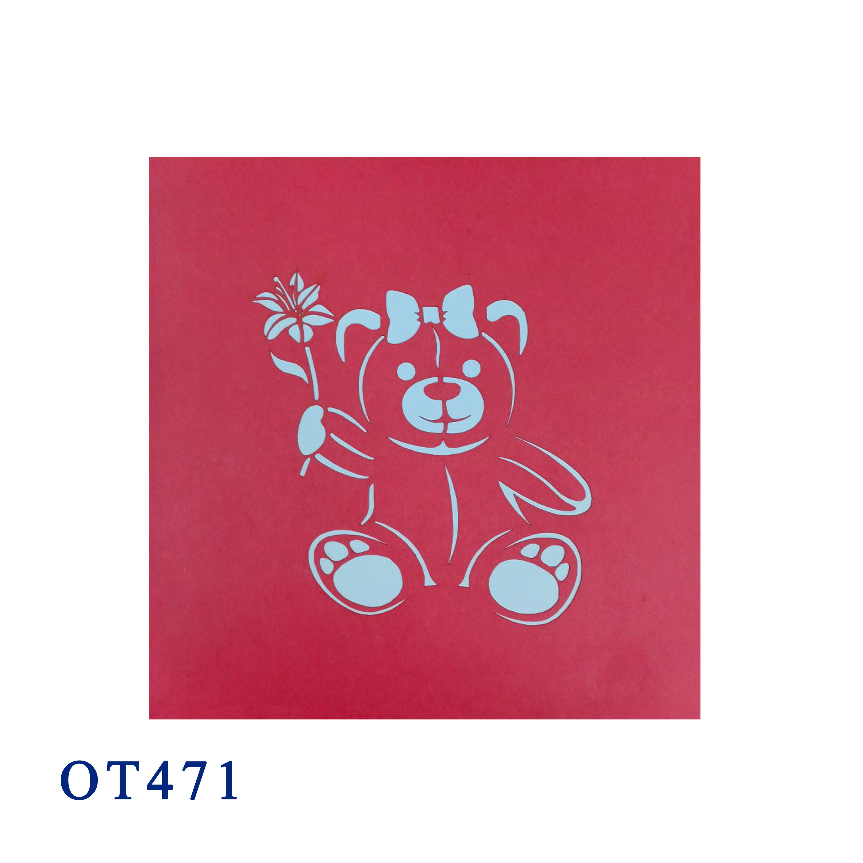 Teddy Bear And Flower Pop Up Card