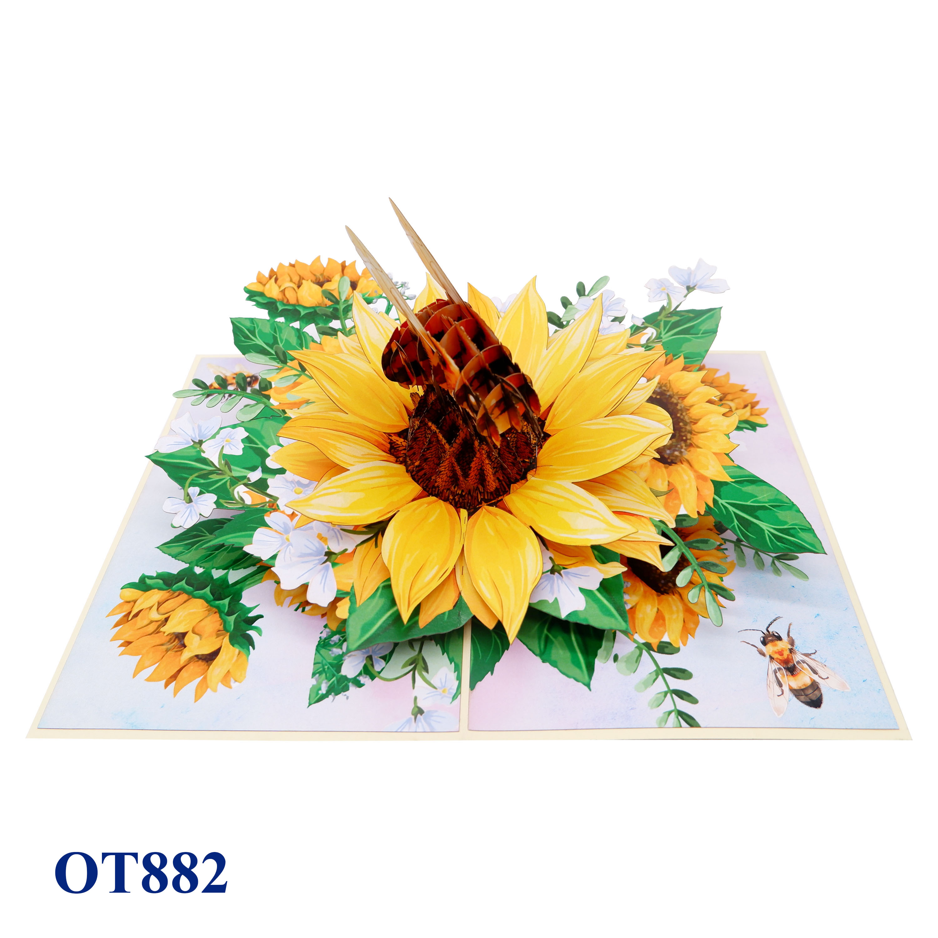 Bee Sunflower Flowers Pop Up Card