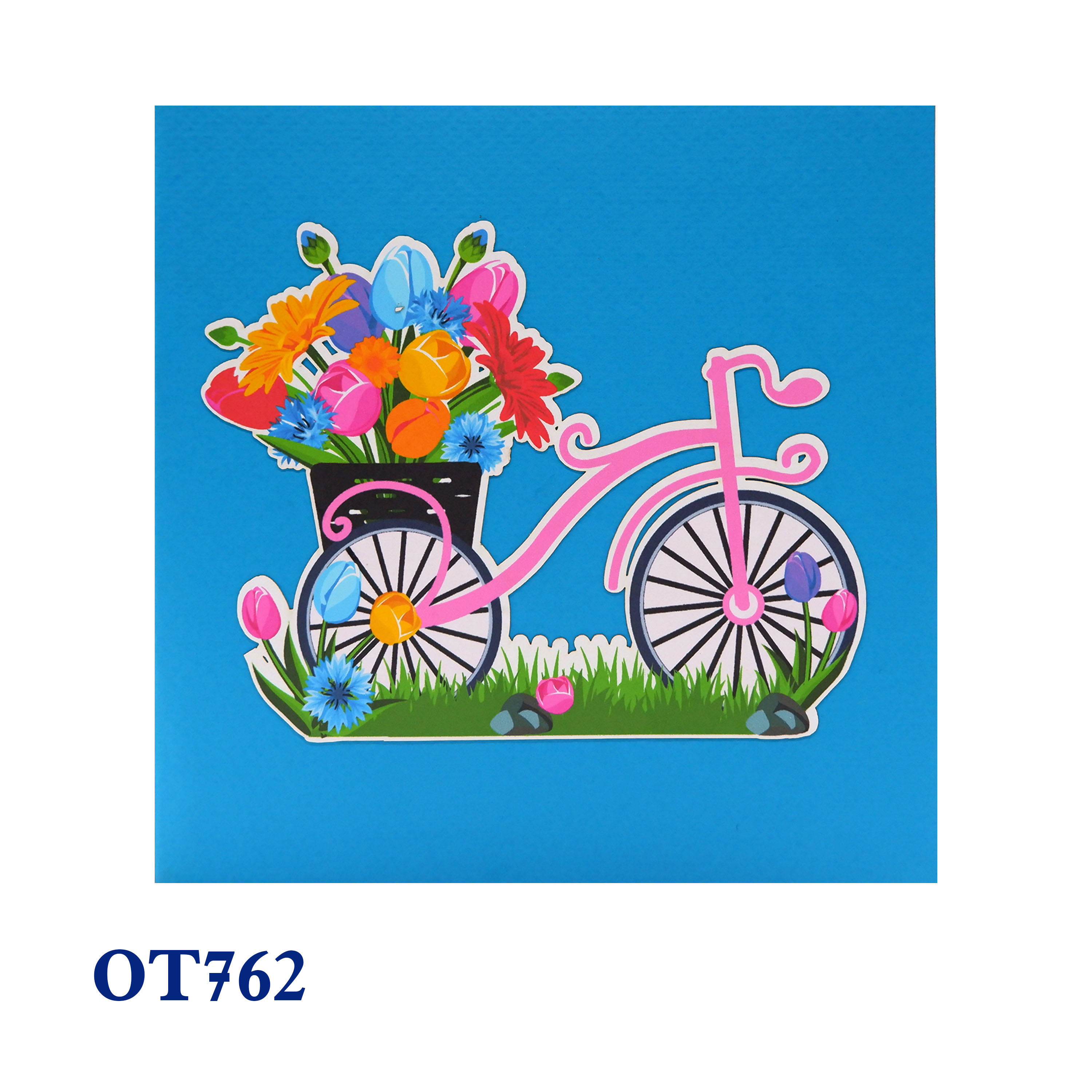 Bicycle Tulip Flowers Pop Up Card